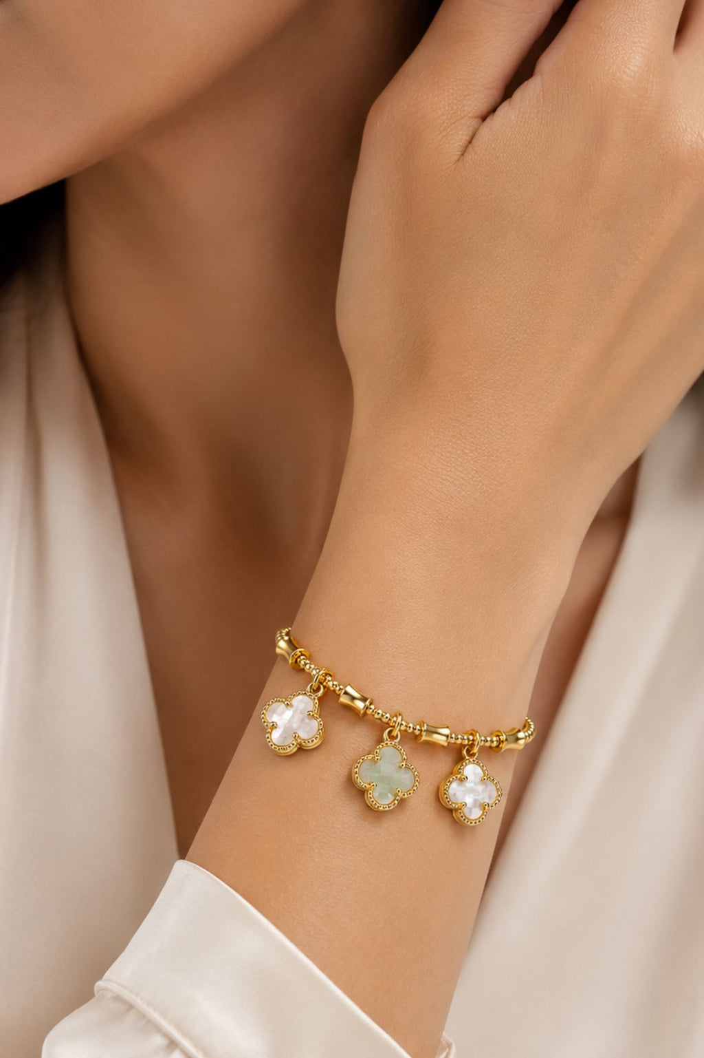 Golden Flower Drop Kada Bracelet – Gold Stainless Steel Bangle