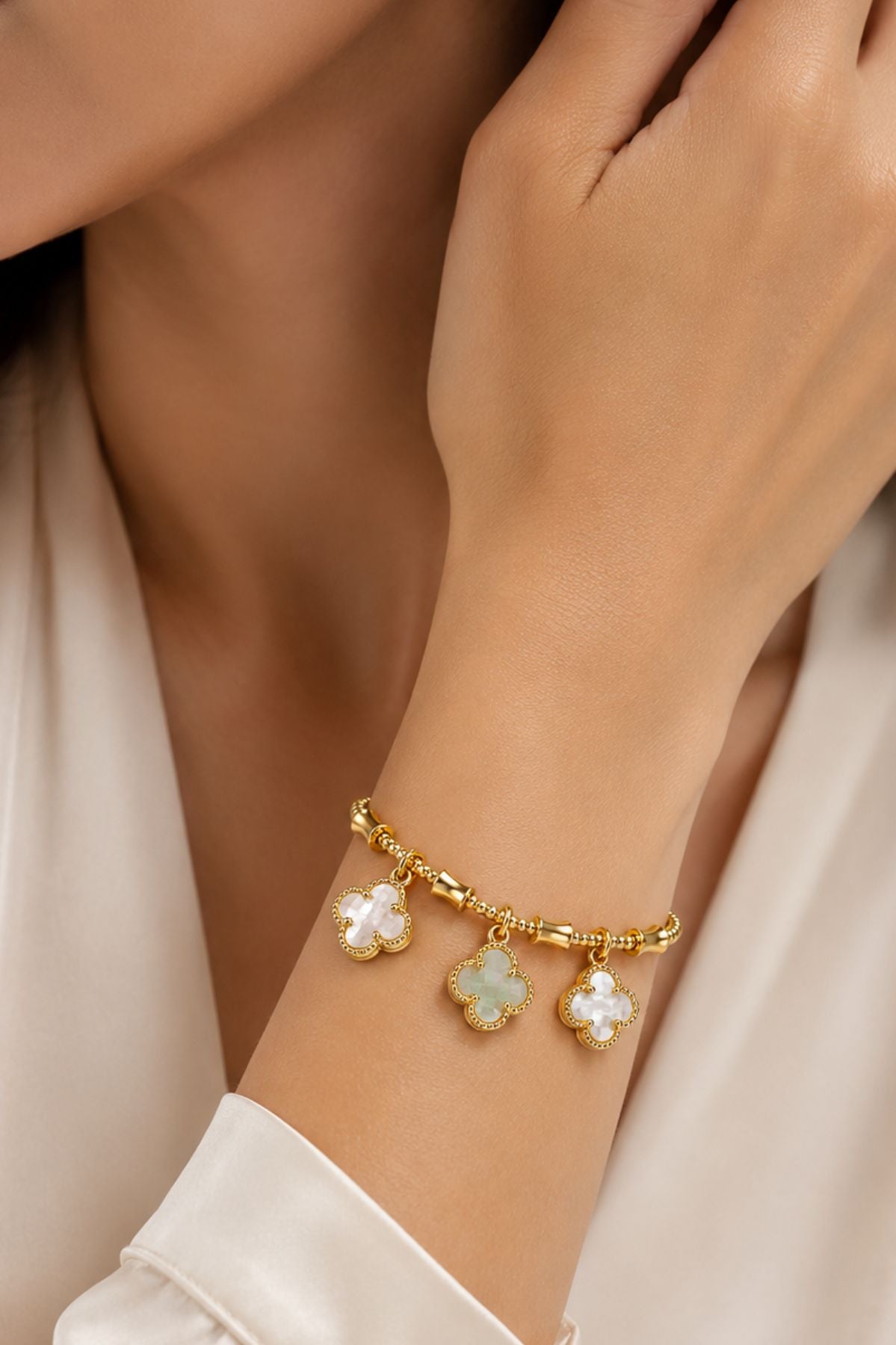 Golden Flower Drop Kada Bracelet – Gold Stainless Steel Bangle