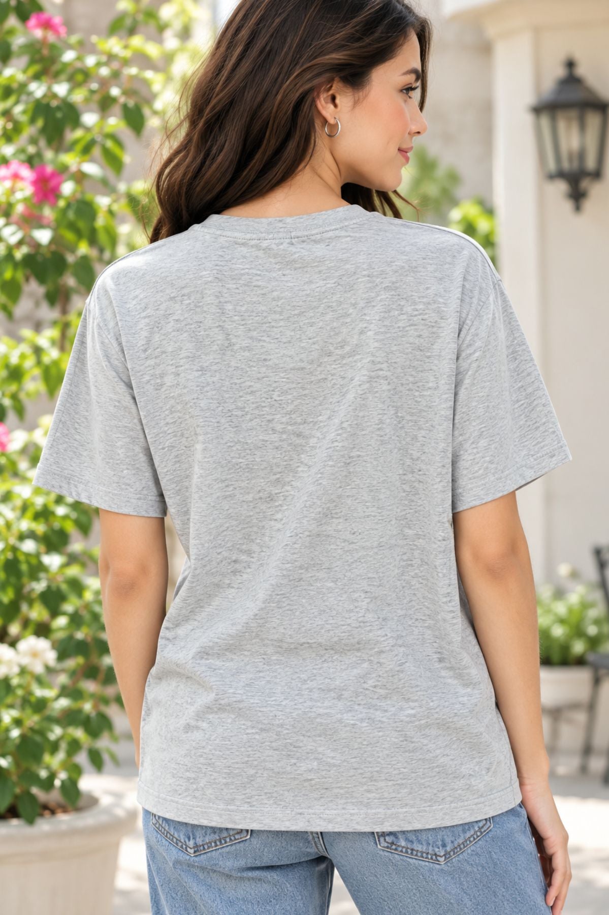Rhea Grey Round Neck Half Sleeve T-Shirt