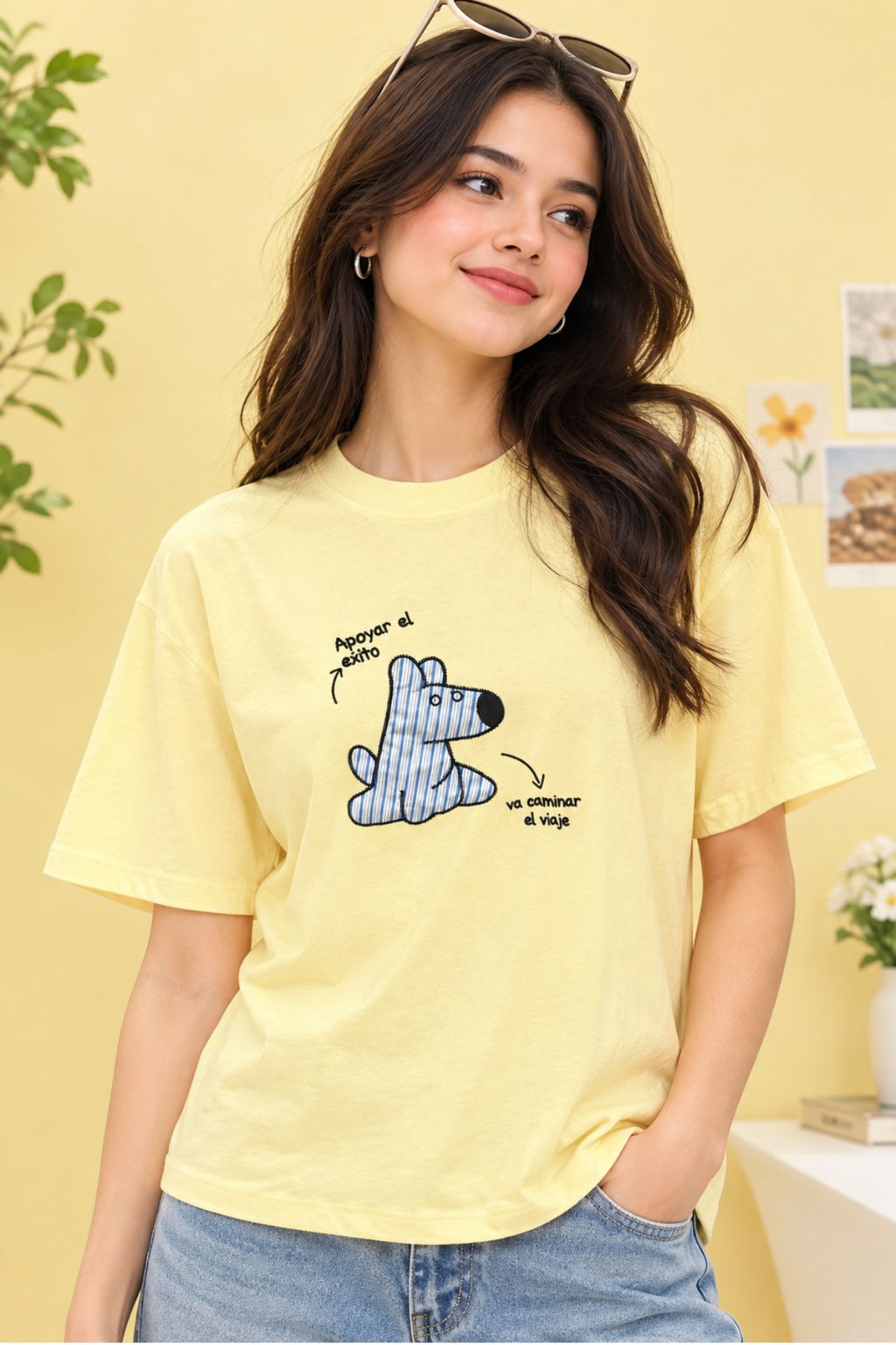 Rhea Light Yellow Round Neck Half Sleeve T-Shirt