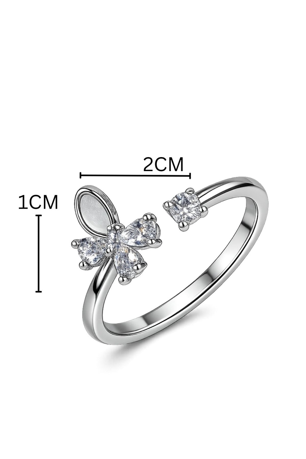 Cubic Stone Butterfly Ring – Silver Stainless Steel Ring
