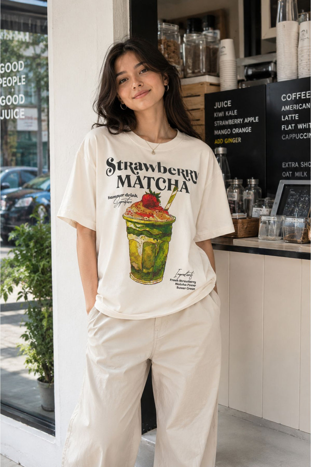 Cafe-Core Graphic Oversized T-Shirt