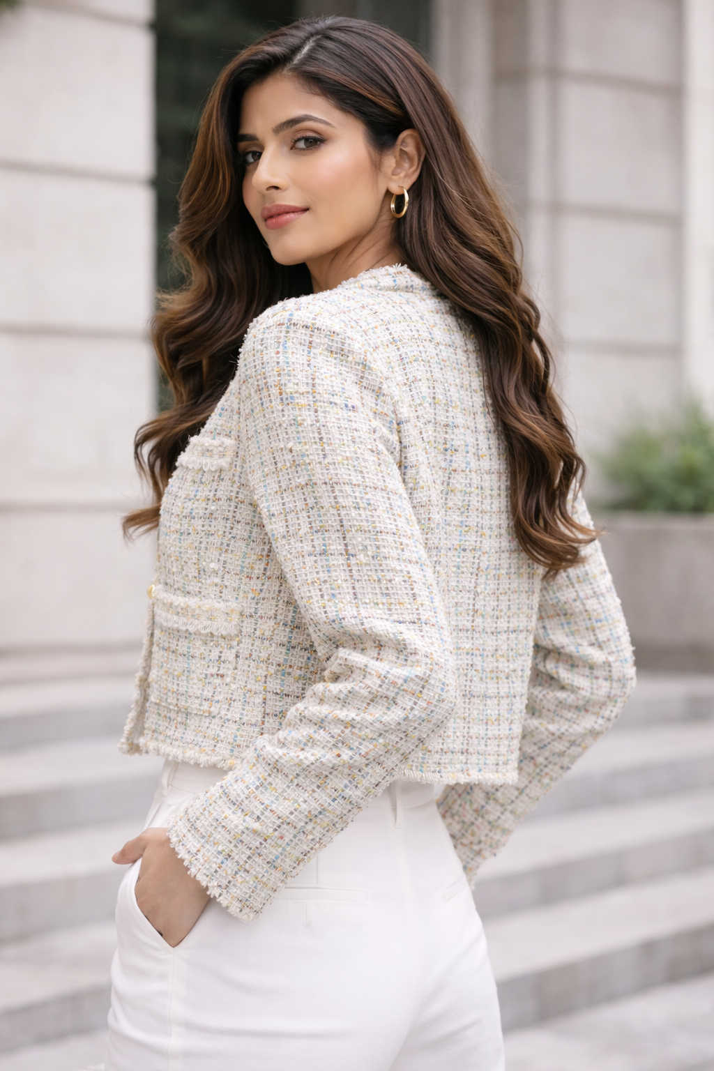 Pastel Élégance Tweed Crop Jacket ⭐