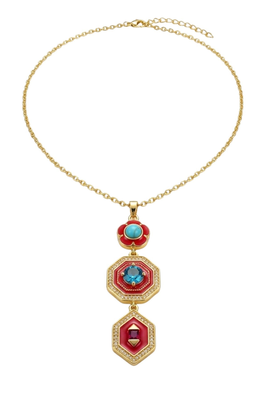 Crimson & Cobalt Chain Pendant