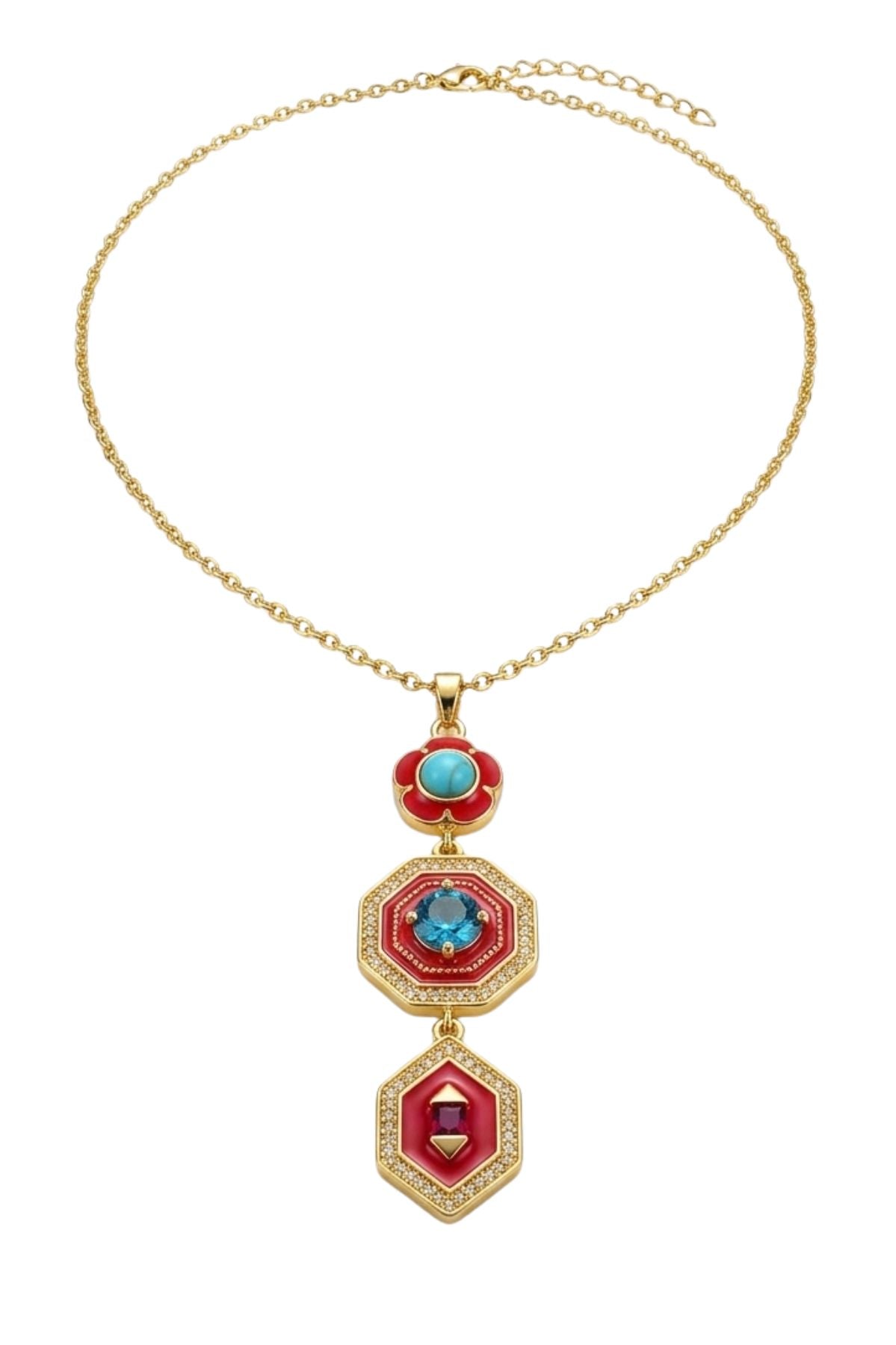 Crimson & Cobalt Chain Pendant