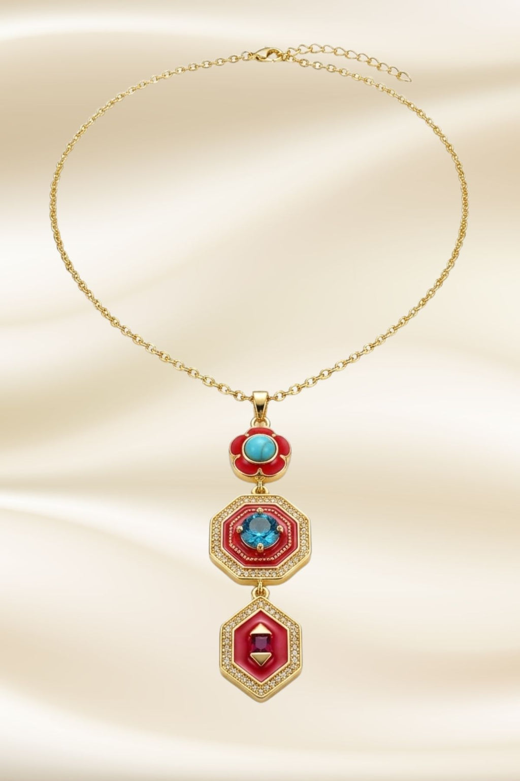 Crimson & Cobalt Chain Pendant