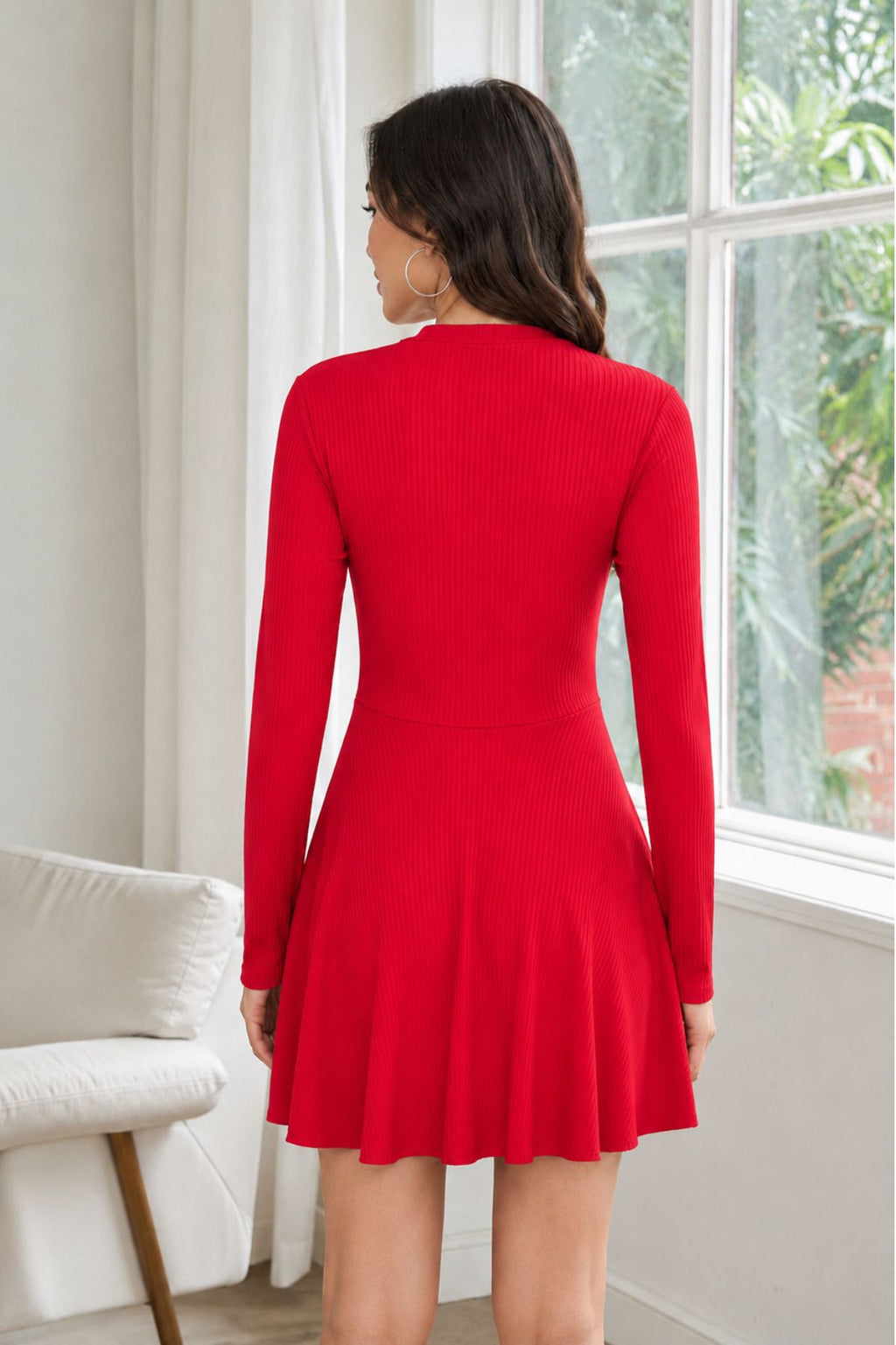 Red Elegant Flowing Mini Dress for Women