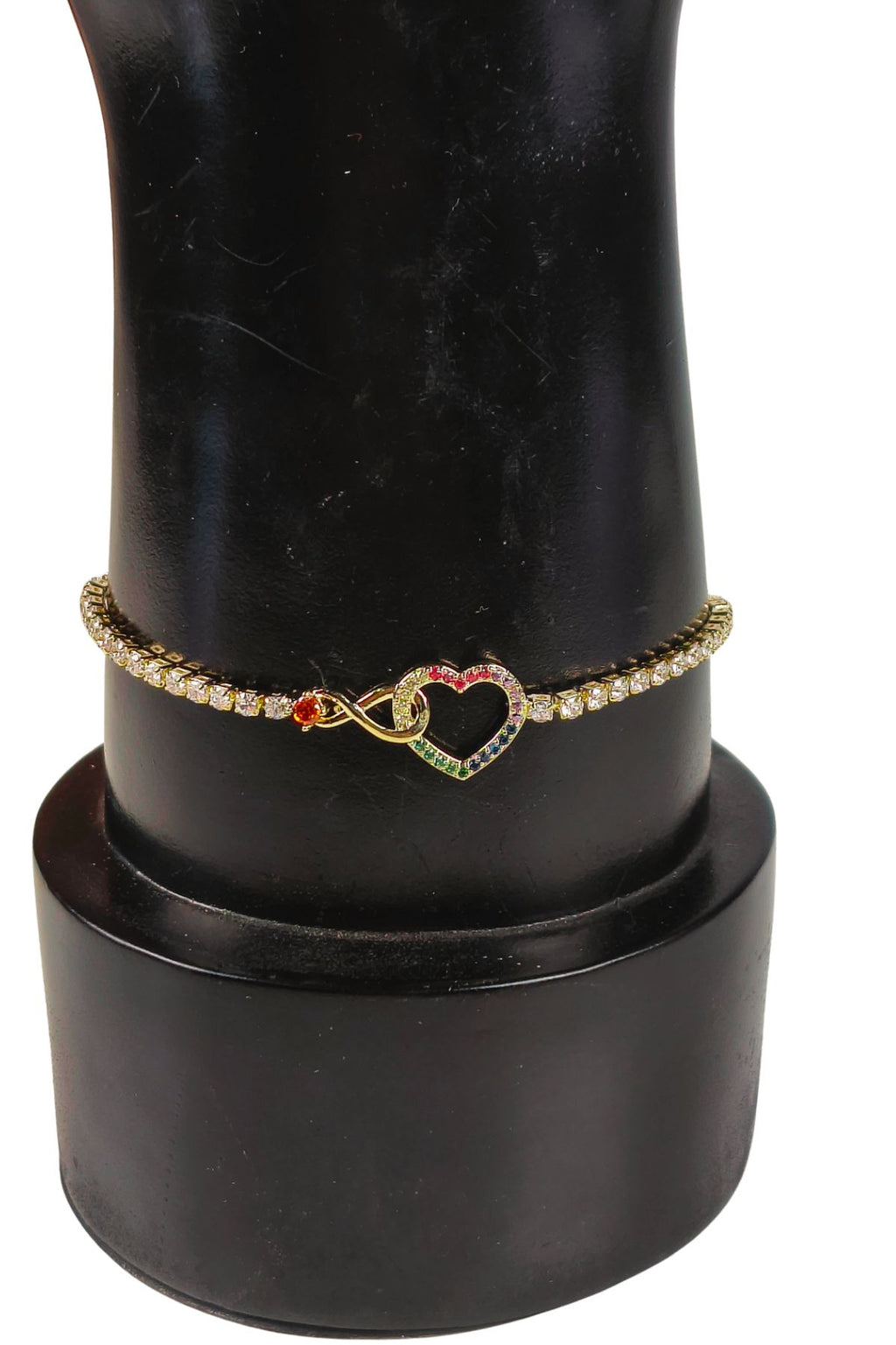 Gold Plated Infinity Rainbow Heart Bracelet
