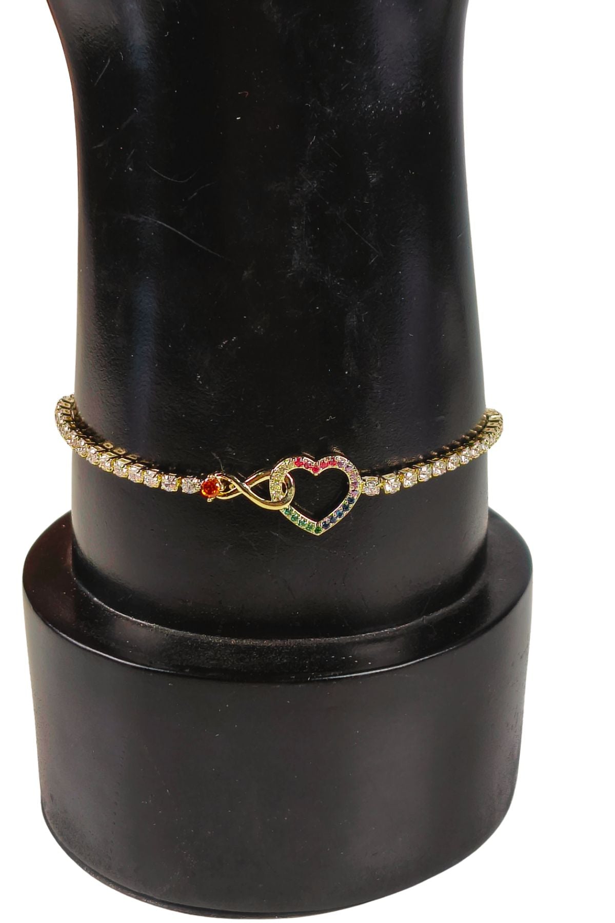 Gold Plated Infinity Rainbow Heart Bracelet