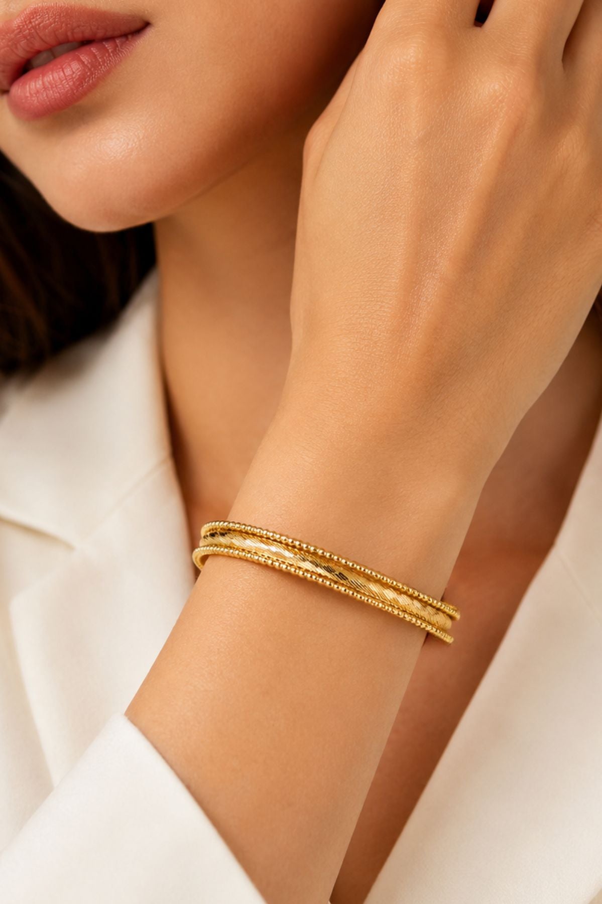 Golden Stainless Steel Kada Bracelet – Classic Gold Bangle