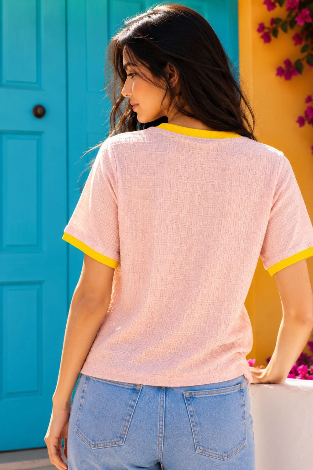 Mira Tee – II | Textured Bubble Fabric T-Shirt
