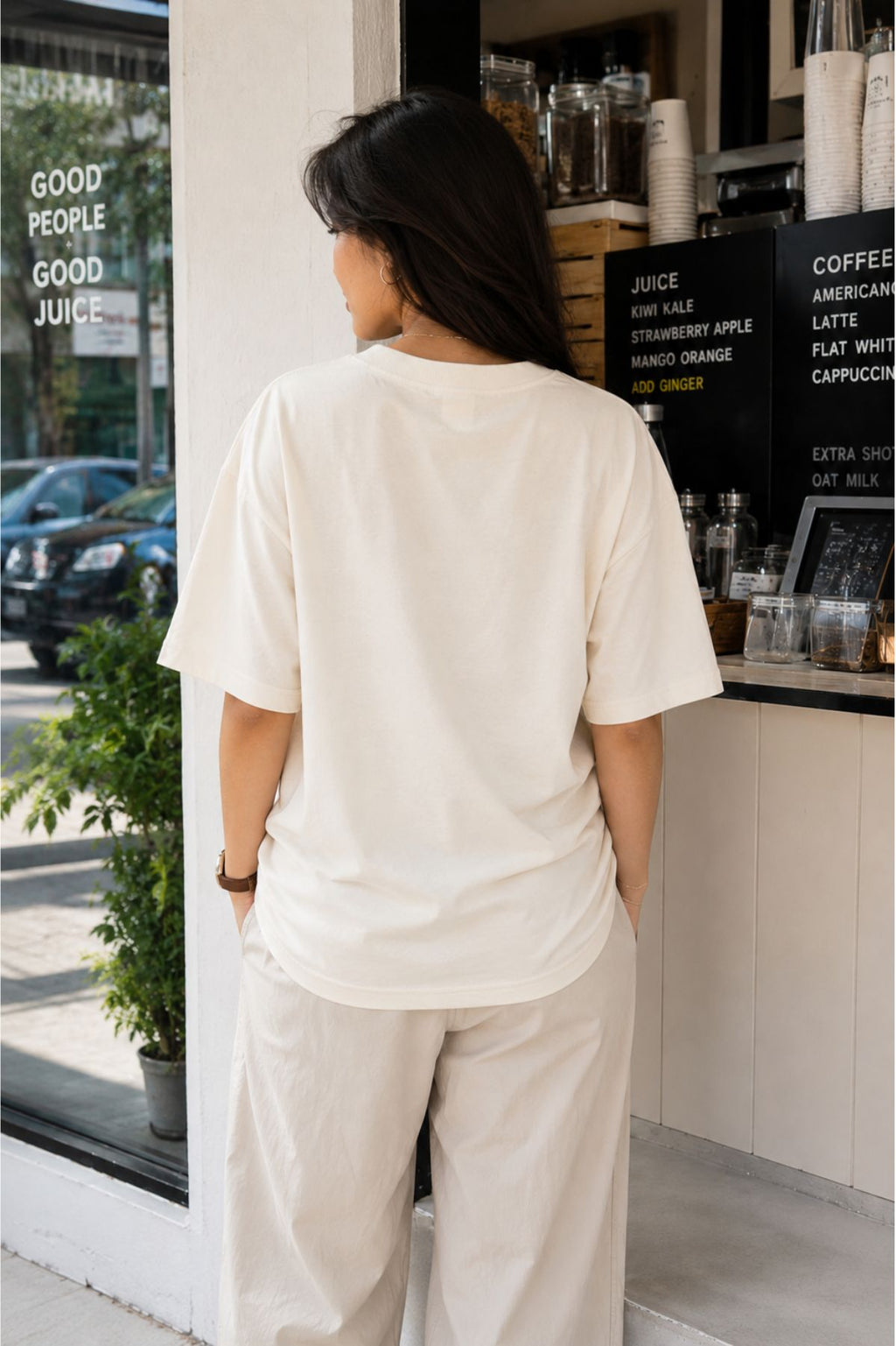 Cafe-Core Graphic Oversized T-Shirt