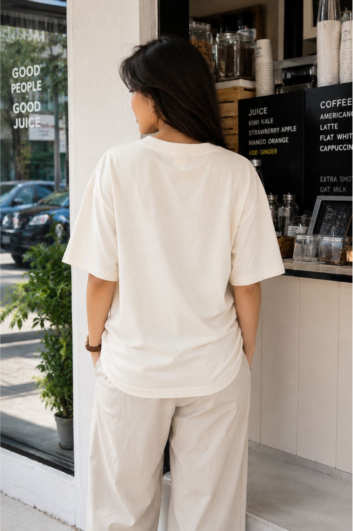 Cafe-Core Graphic Oversized T-Shirt