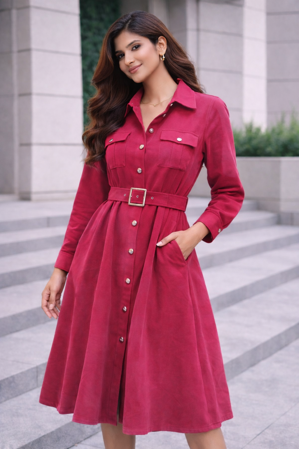 Berry Blush Belted Dress