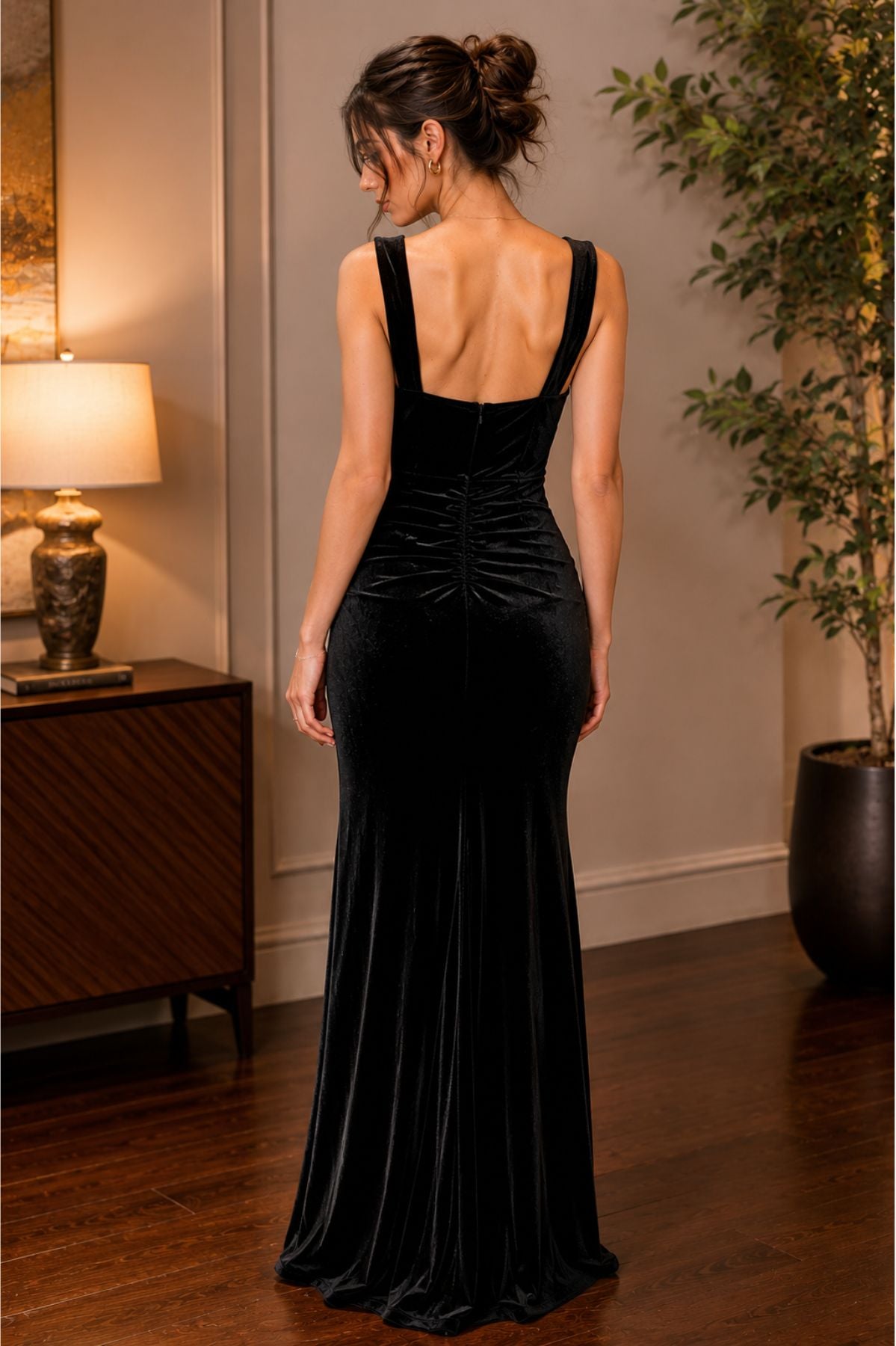 Black Velvet Bodycon Mini Dress