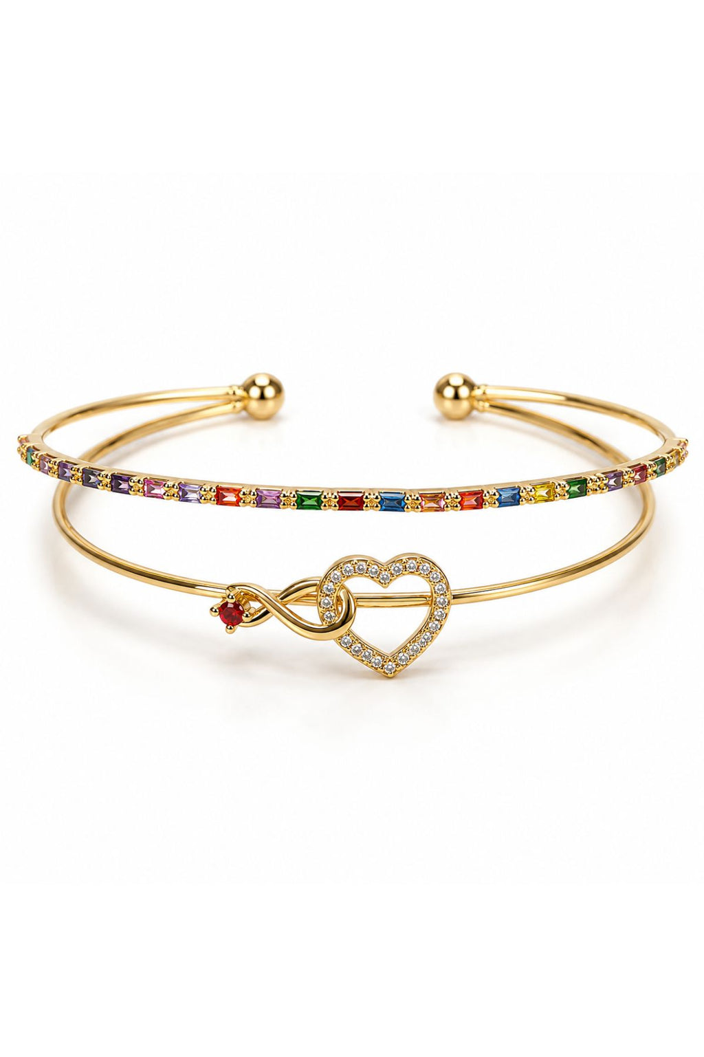 Gold Crystal Diamond Heart Cuff Kada Bracelet – Gold Stainless Steel
