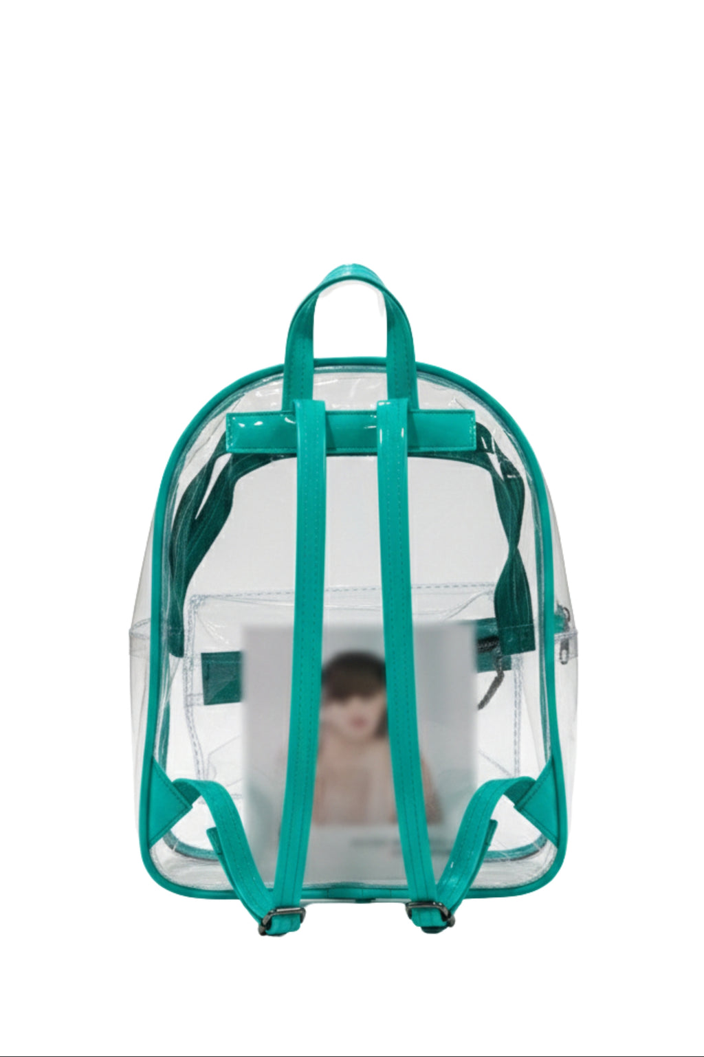 Transparent Mint Green Backpack with Zip Closure