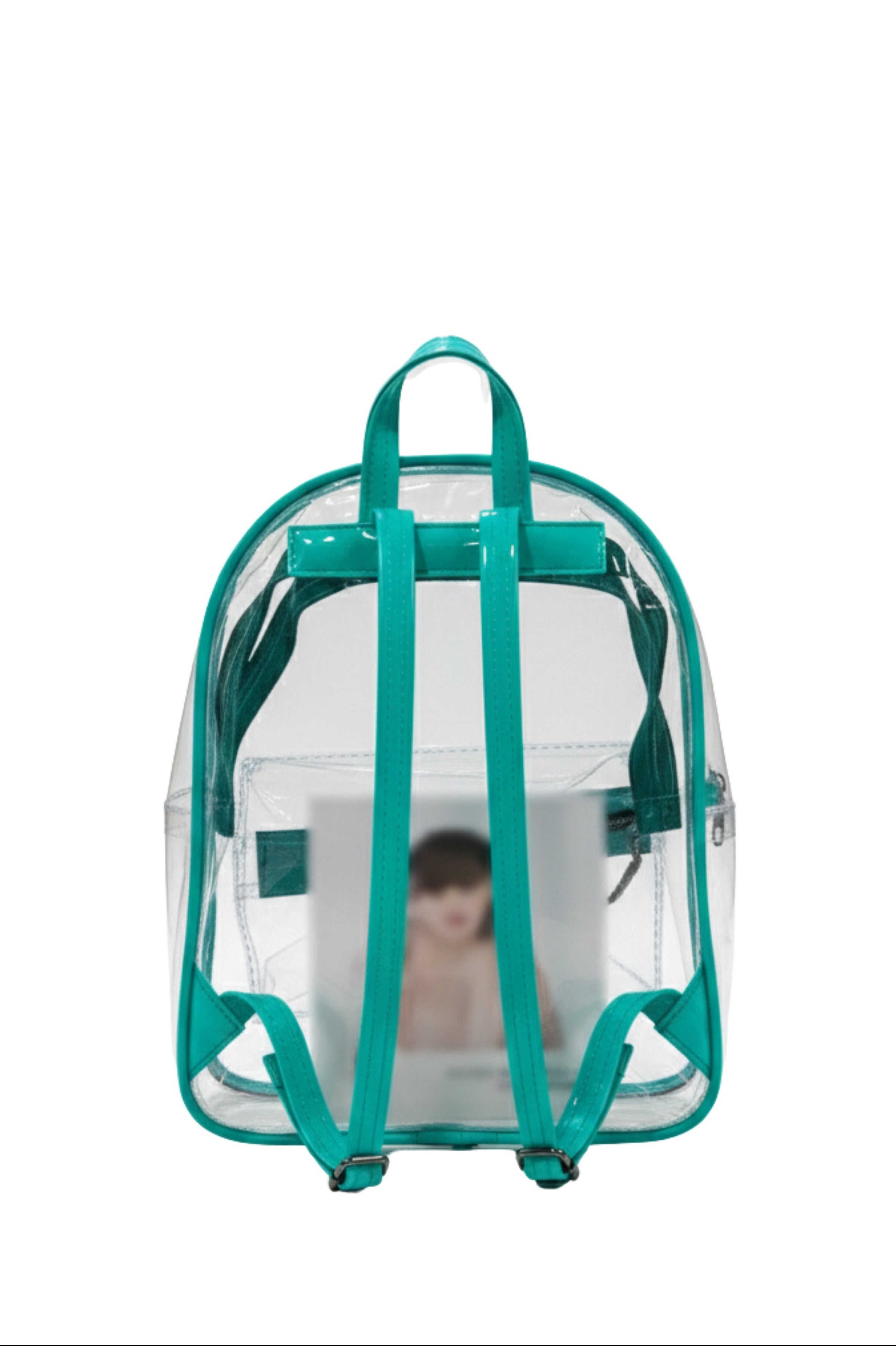Transparent Mint Green Backpack with Zip Closure