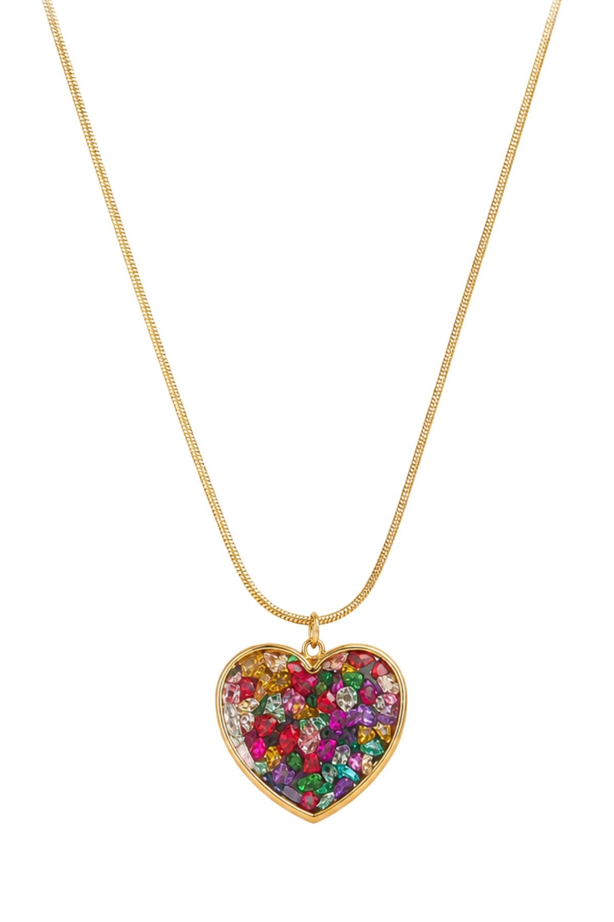 Glitter Heart Resin Pendant Chain