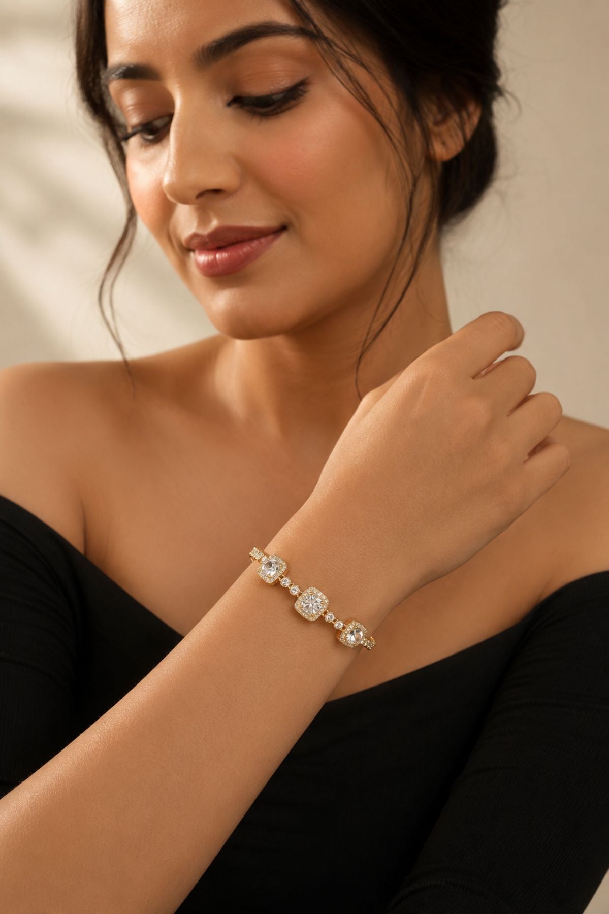 Golden Square Bazel Diamond Bracelet