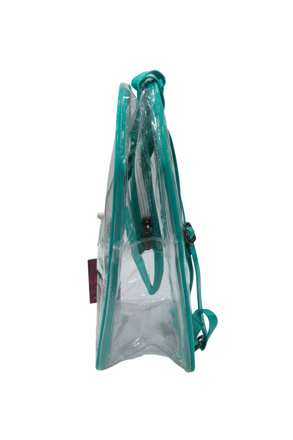 Transparent Mint Green Backpack with Zip Closure