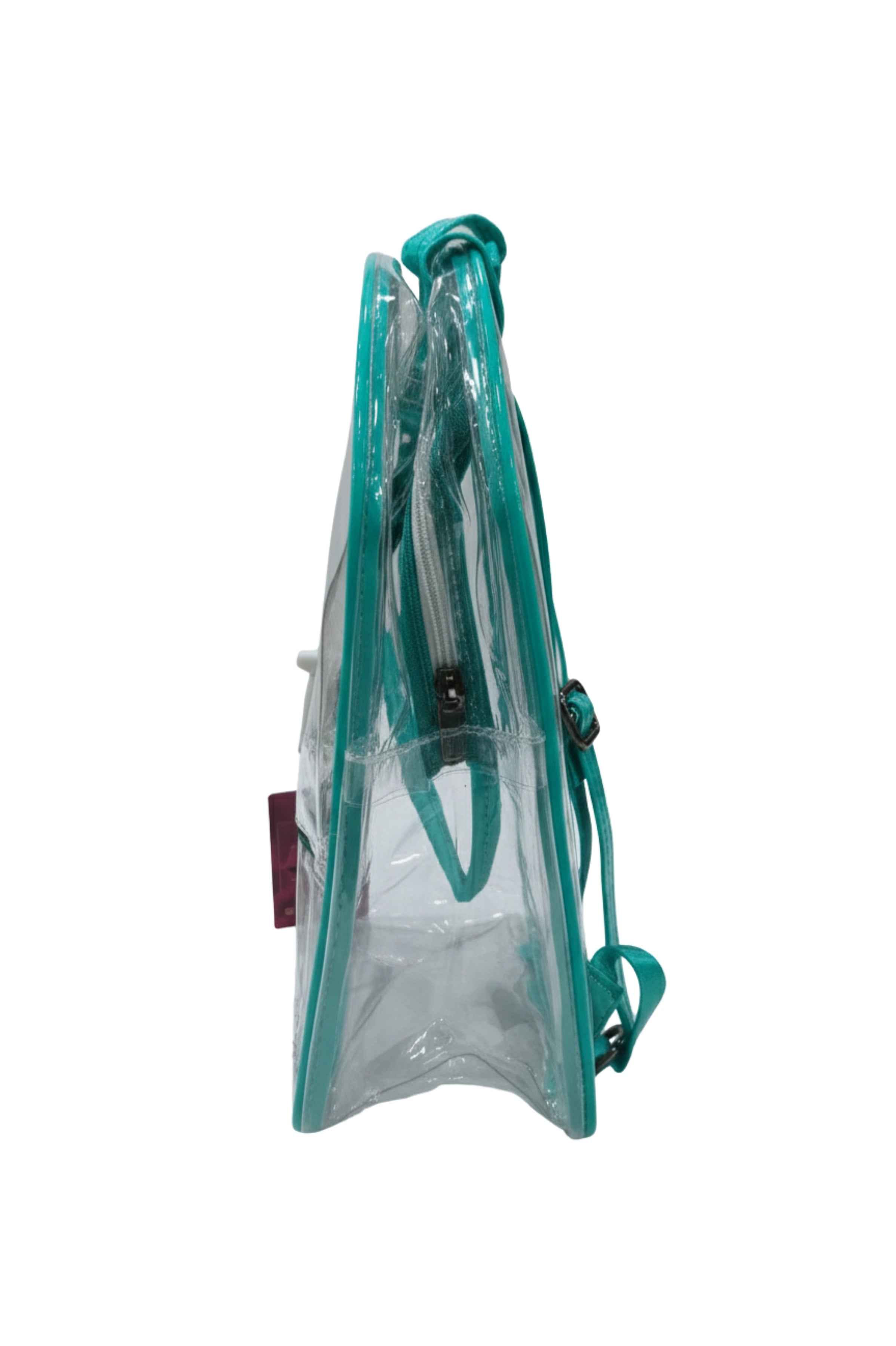 Transparent Mint Green Backpack with Zip Closure