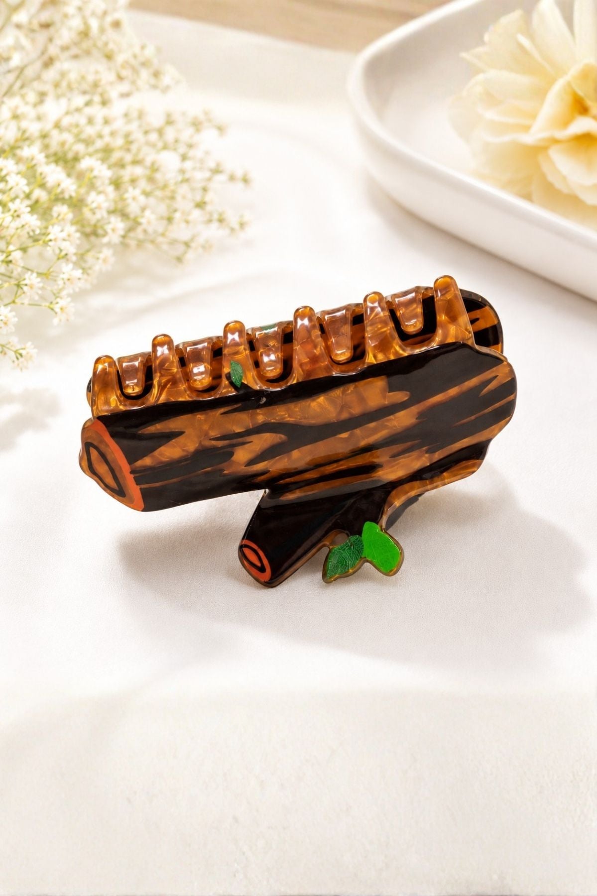Woodland Resin Hair Clip, Brown Elegant Claw Clip