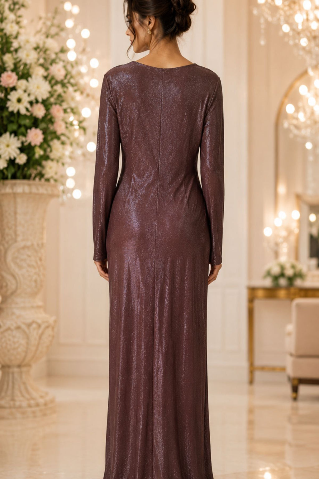Long-Sleeved Ruched Bodycon Dress