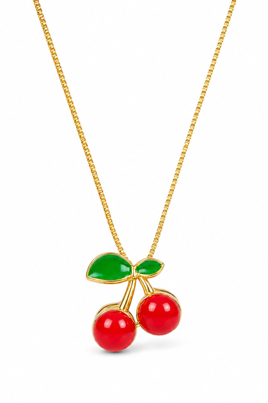 Gold-Tone Cherry Charm Pendant Chain