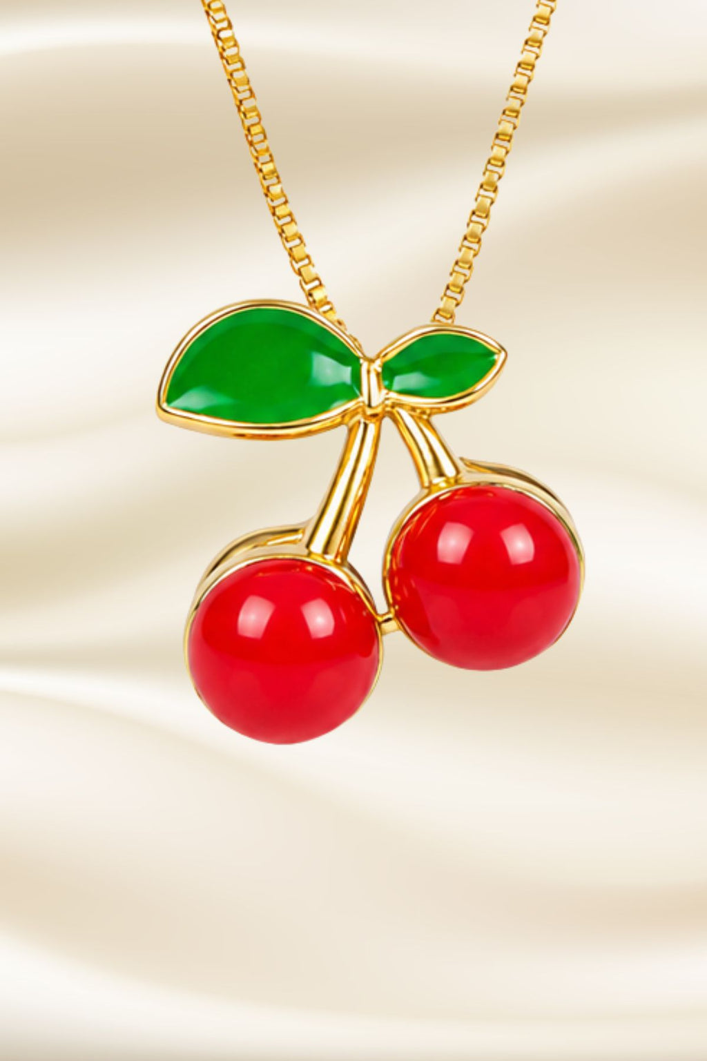 Gold-Tone Cherry Charm Pendant Chain