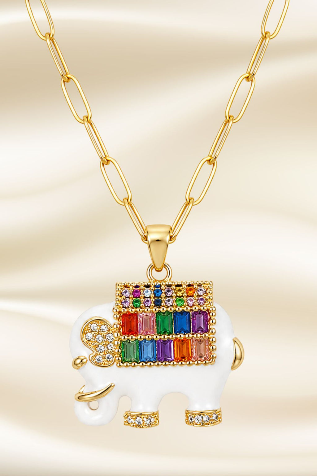 Gold Plated Elephant Charm Pendant Chain