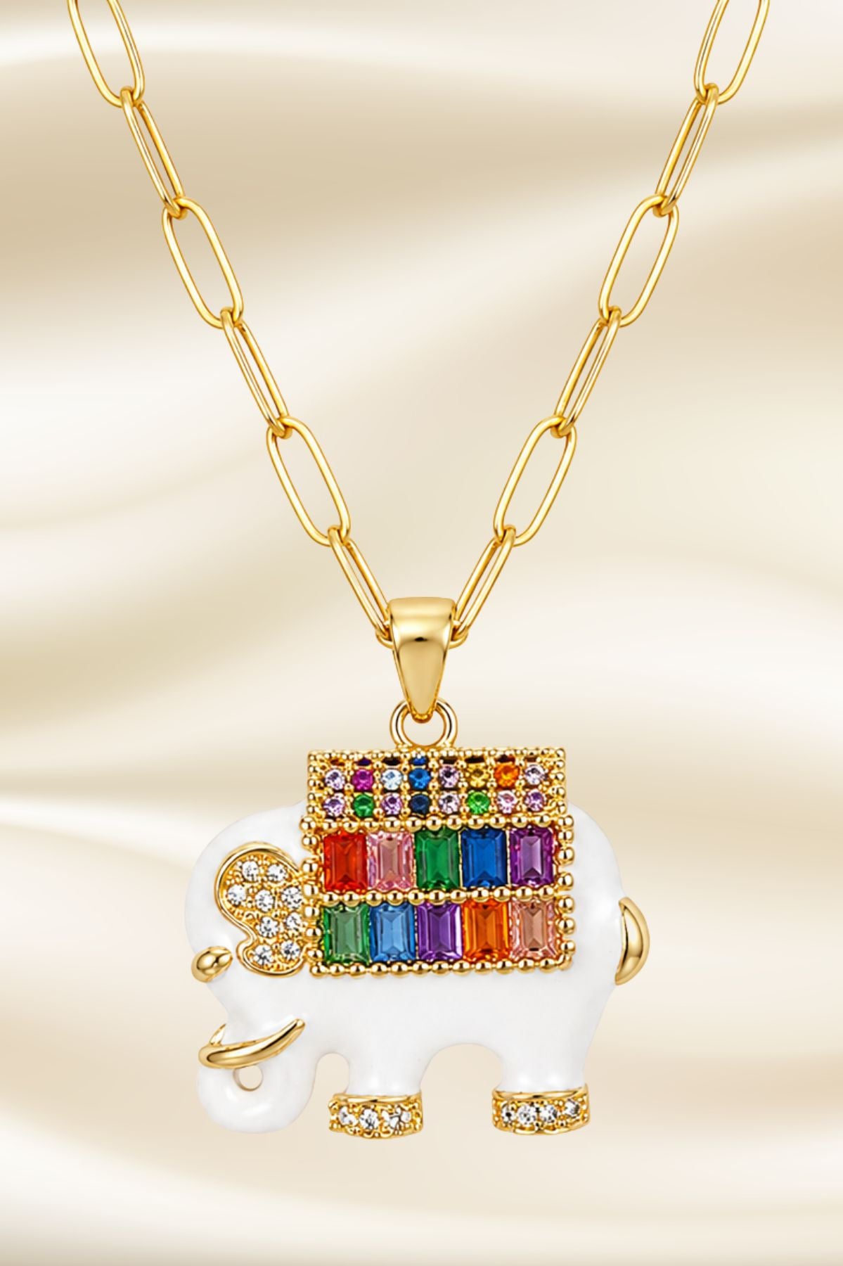 Gold Plated Elephant Charm Pendant Chain