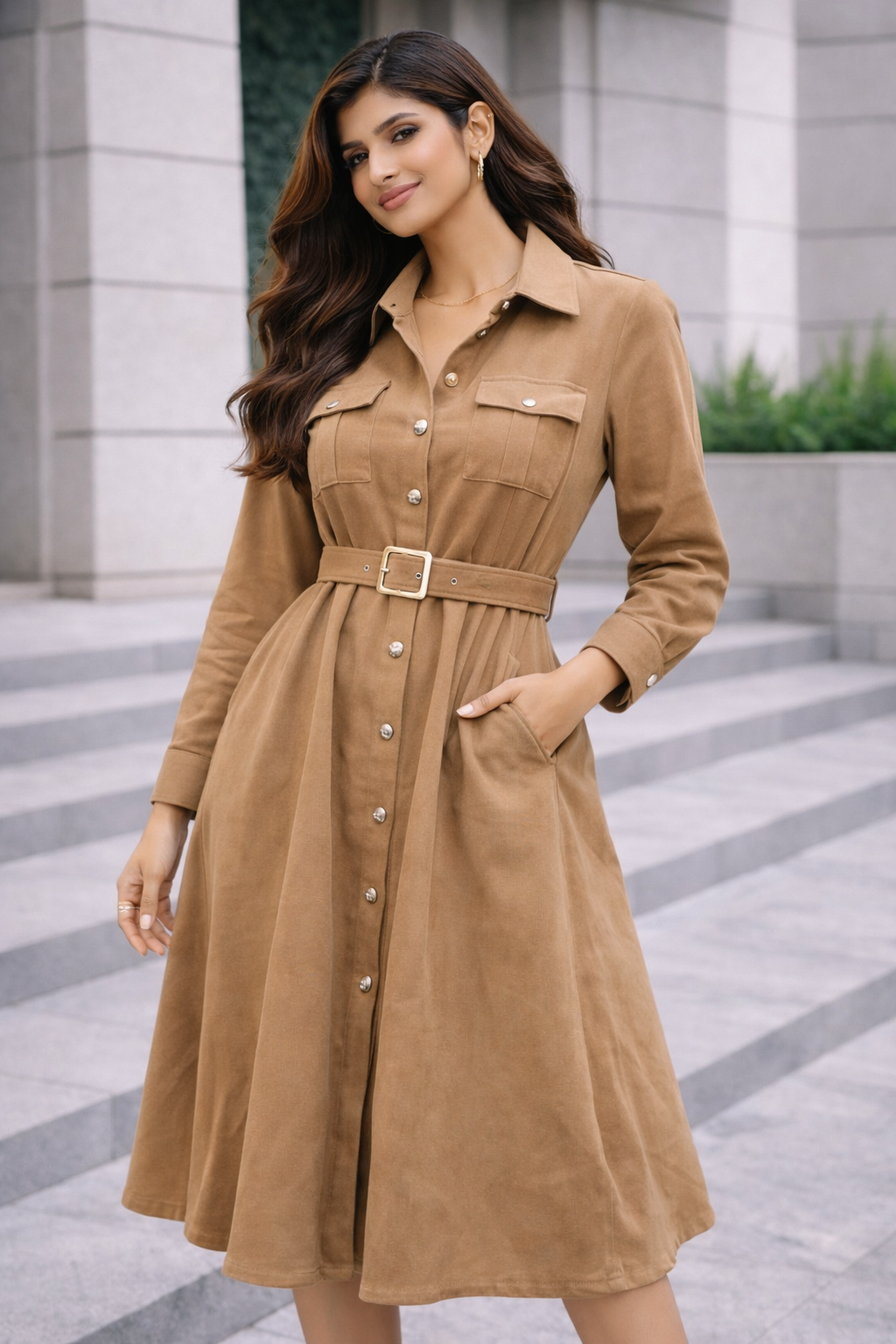 Coffee Date Belted Dress