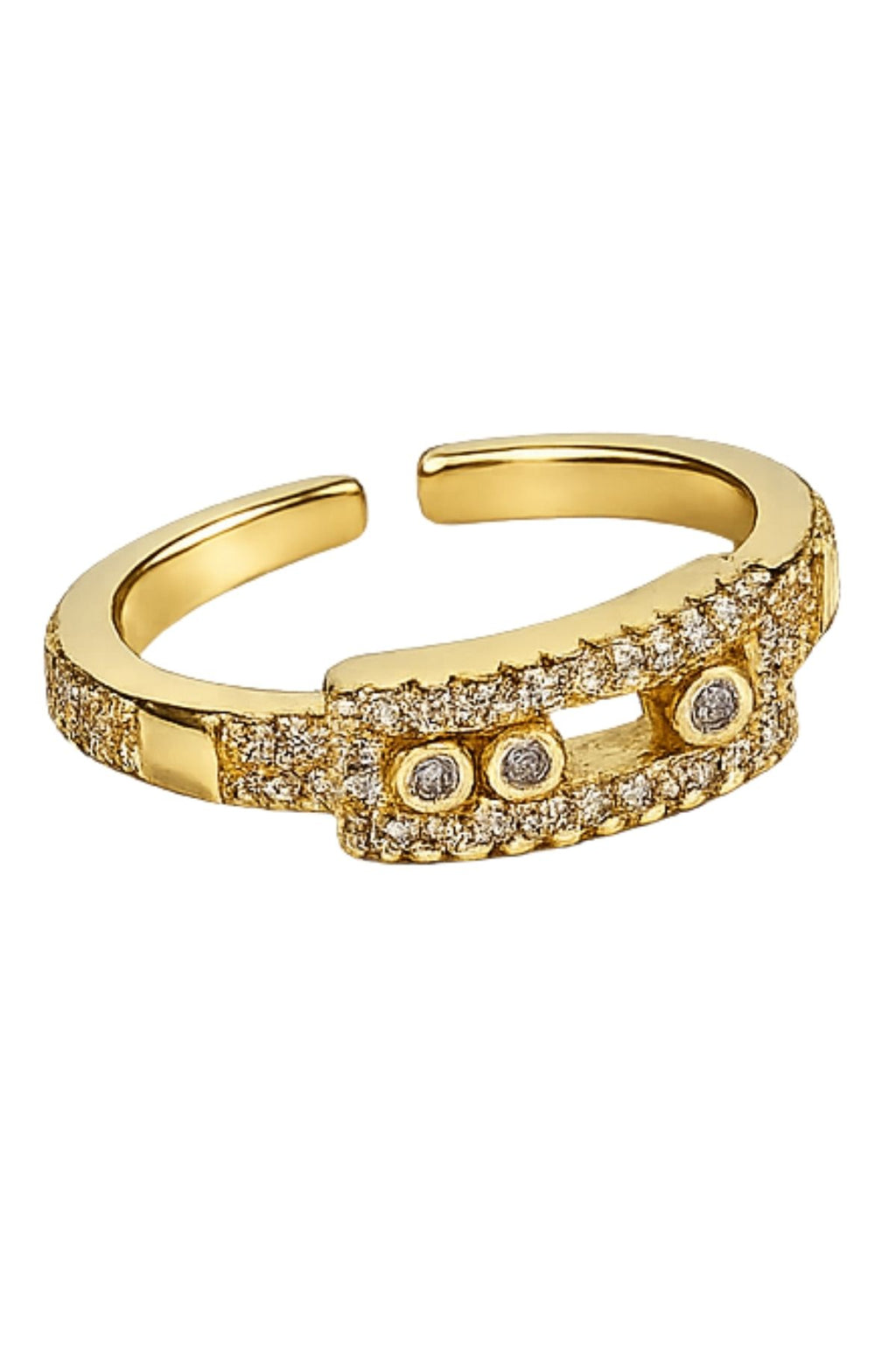 Clear Stone Accent Golden Ring