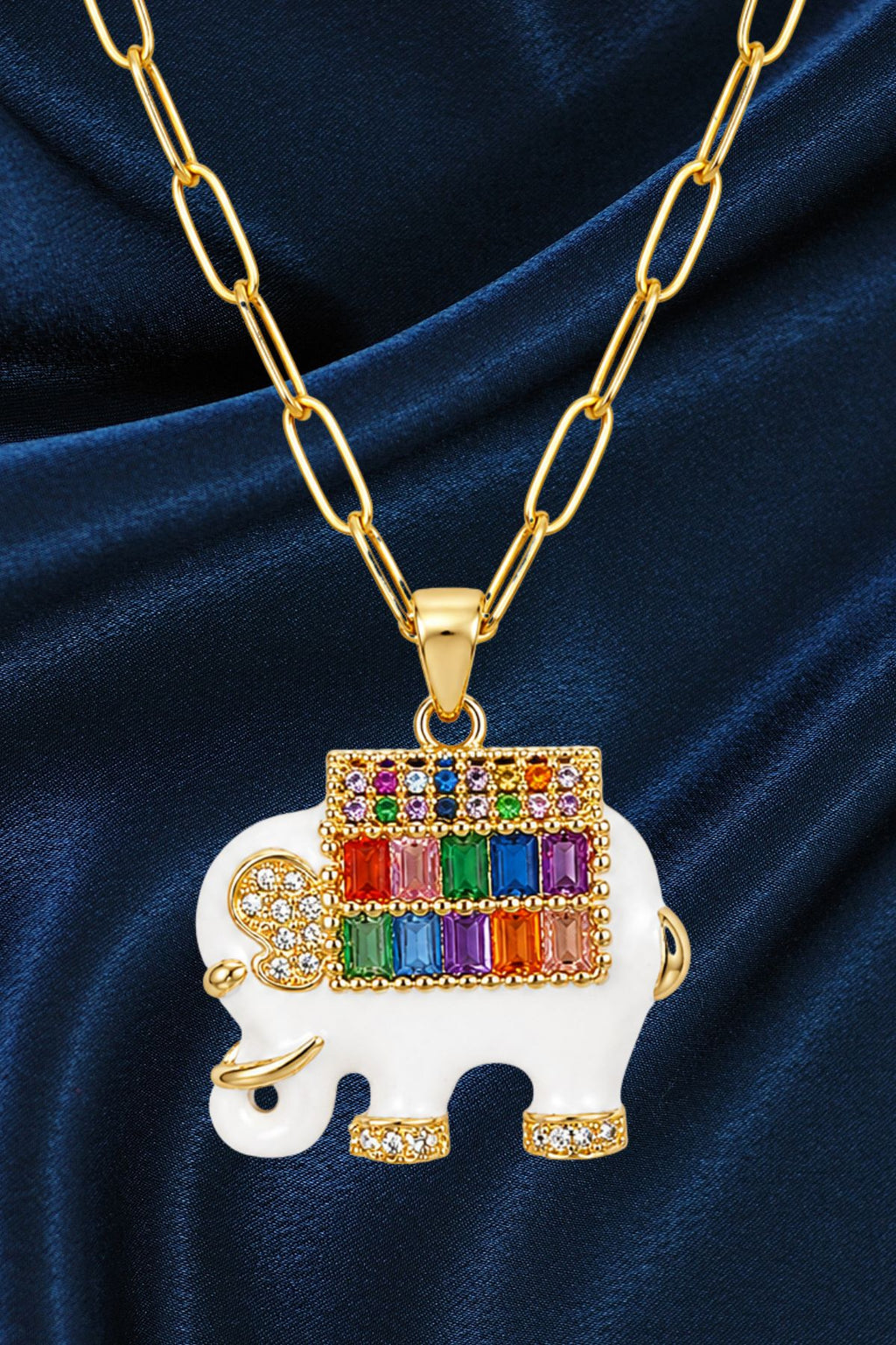 Gold Plated Elephant Charm Pendant Chain