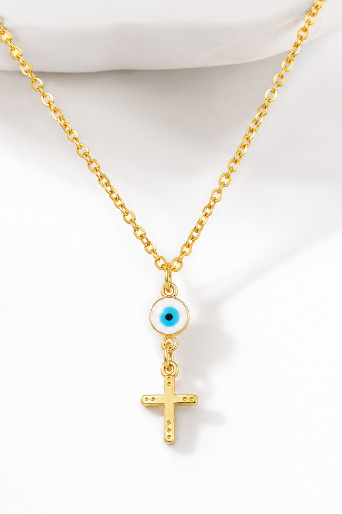 Evil Eye & Cross Pendant Chain
