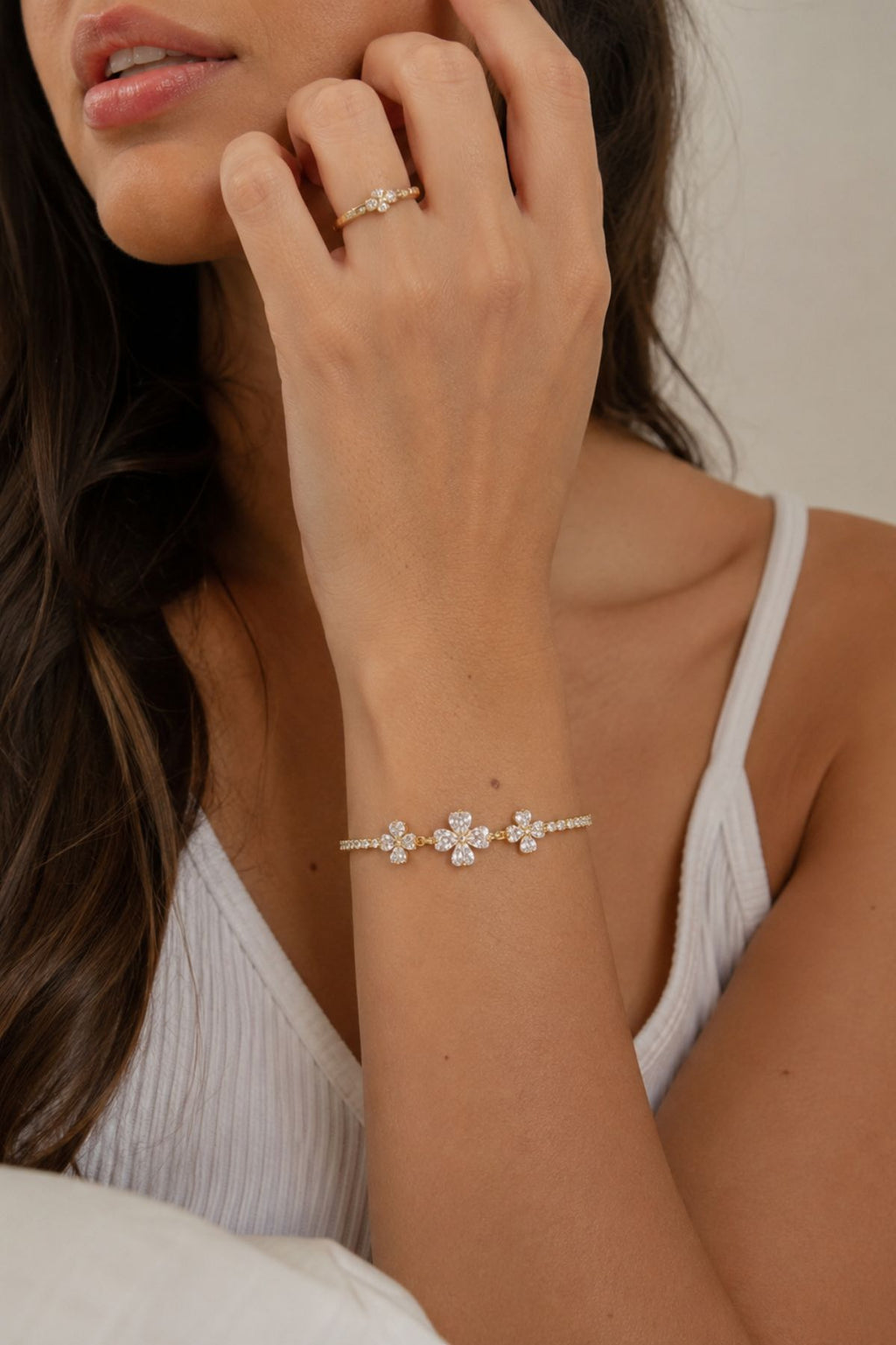 Gold-Plated Floral Design Bracelet