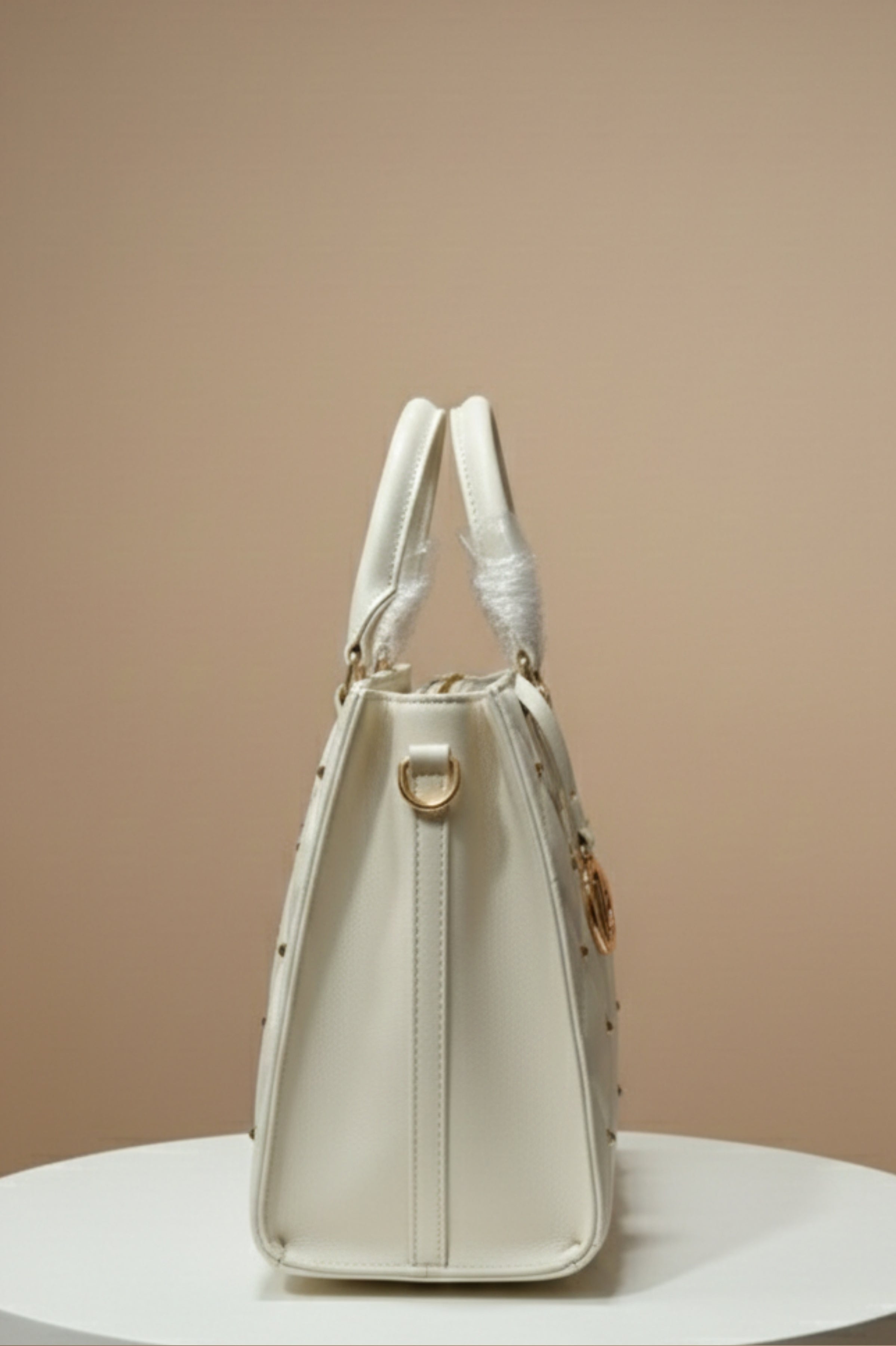 Lavie Luxe Medium Studded Quilted Satchel Bag – Off White