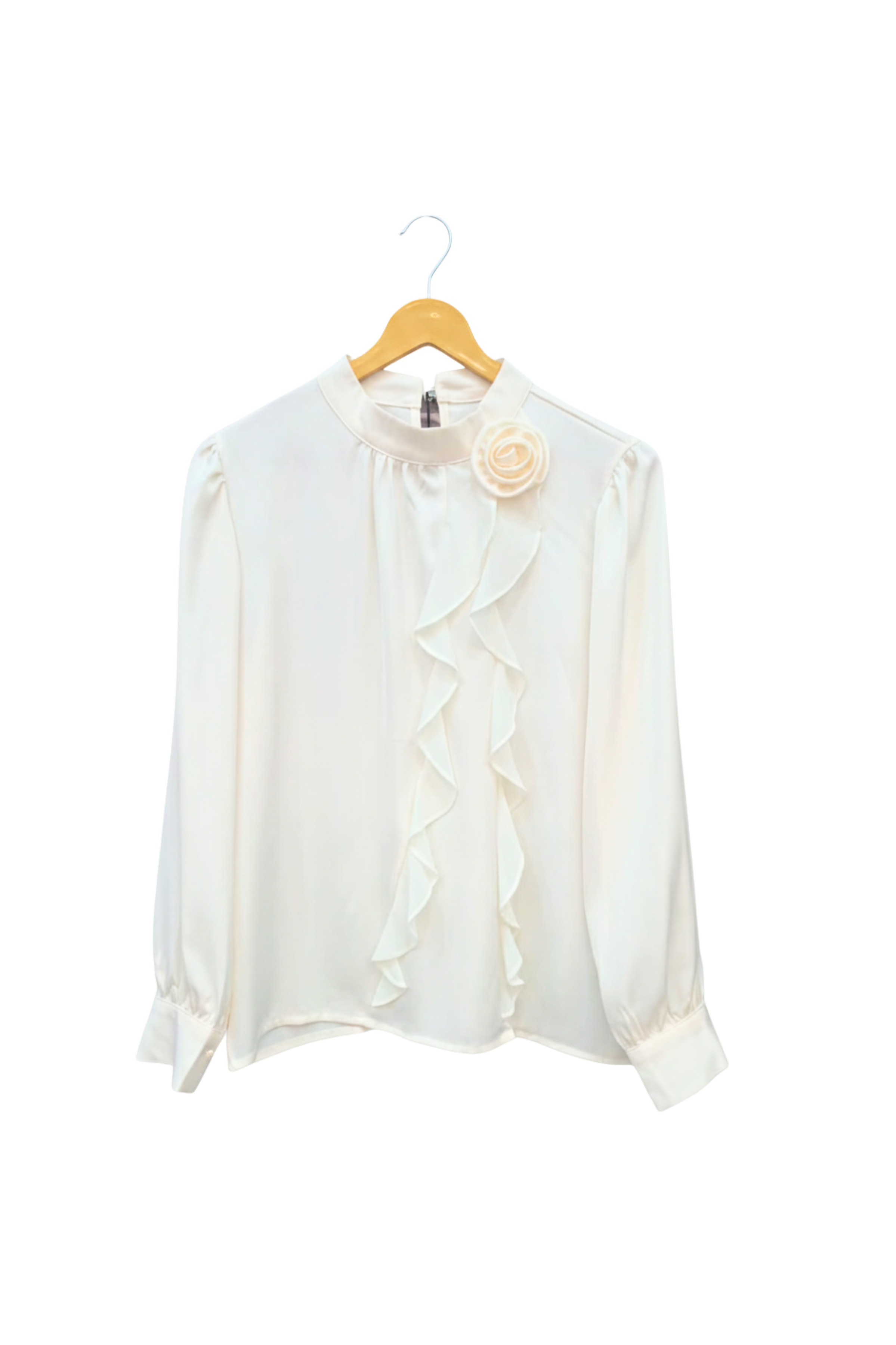 Ivory Ruffled Chiffon Tops for Women