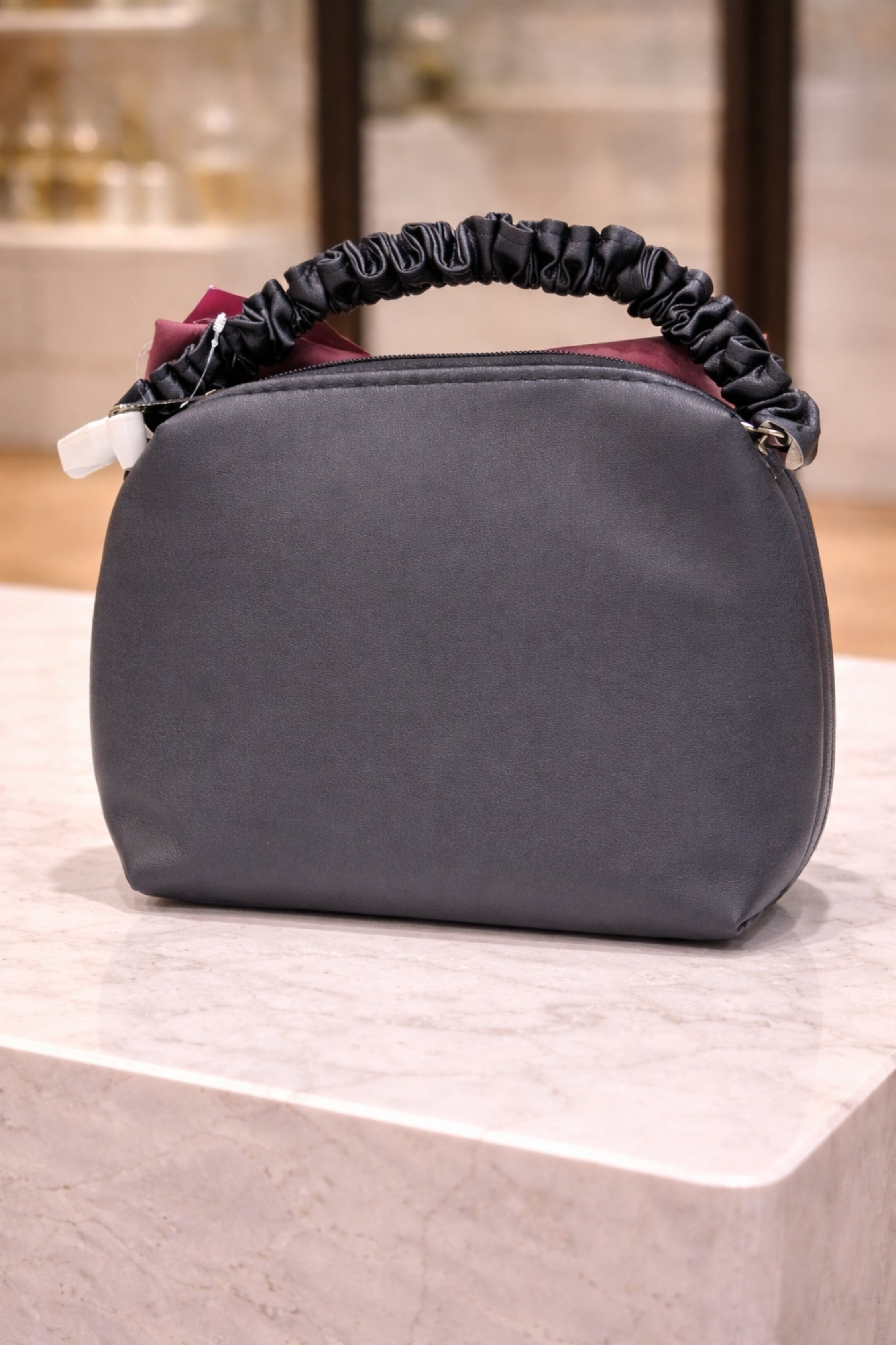 Women Black Faux Leather Statement Bow Shoulder Bag