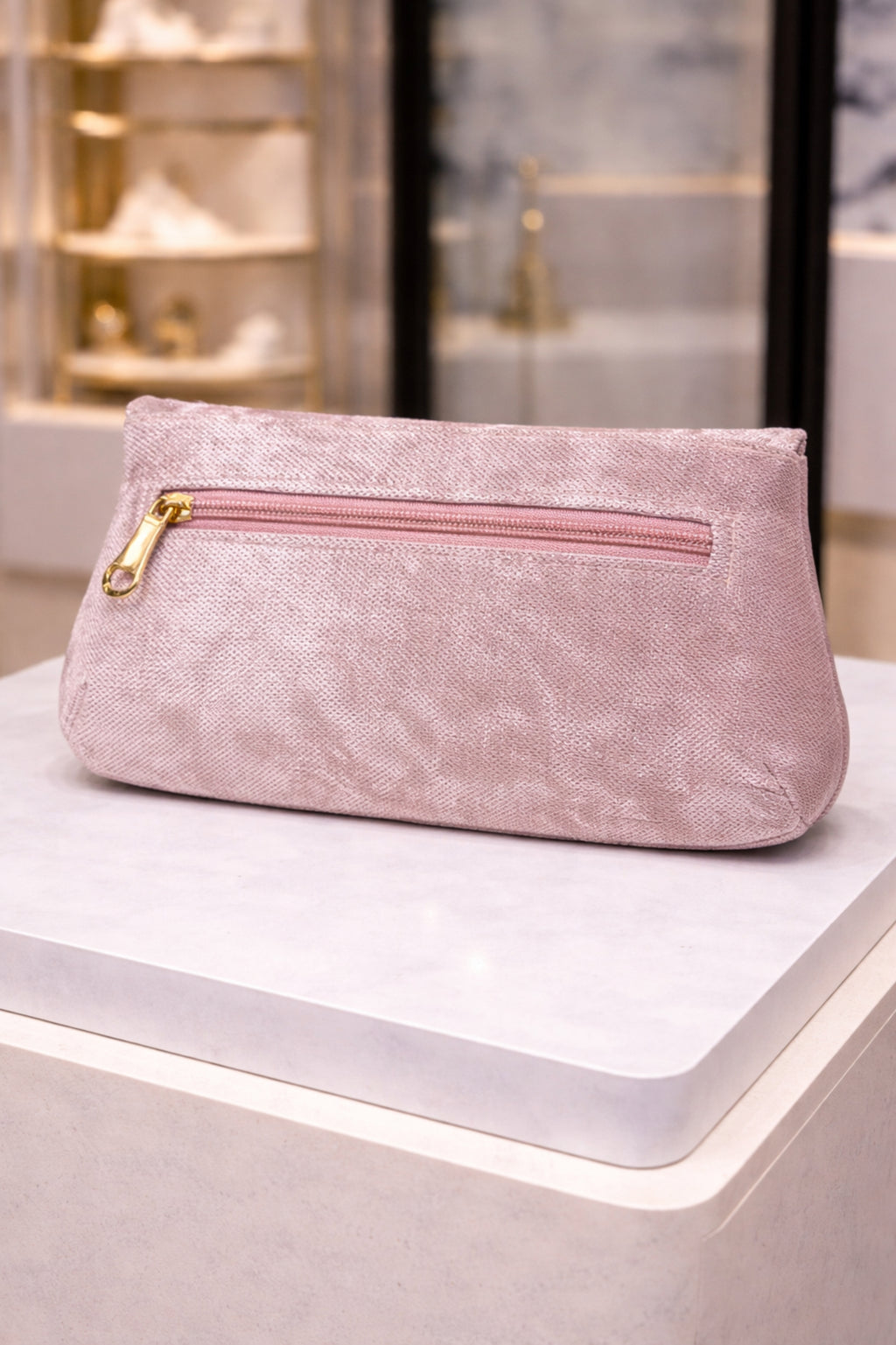 Women Blush Pink Embellished Evening Clutch Bag