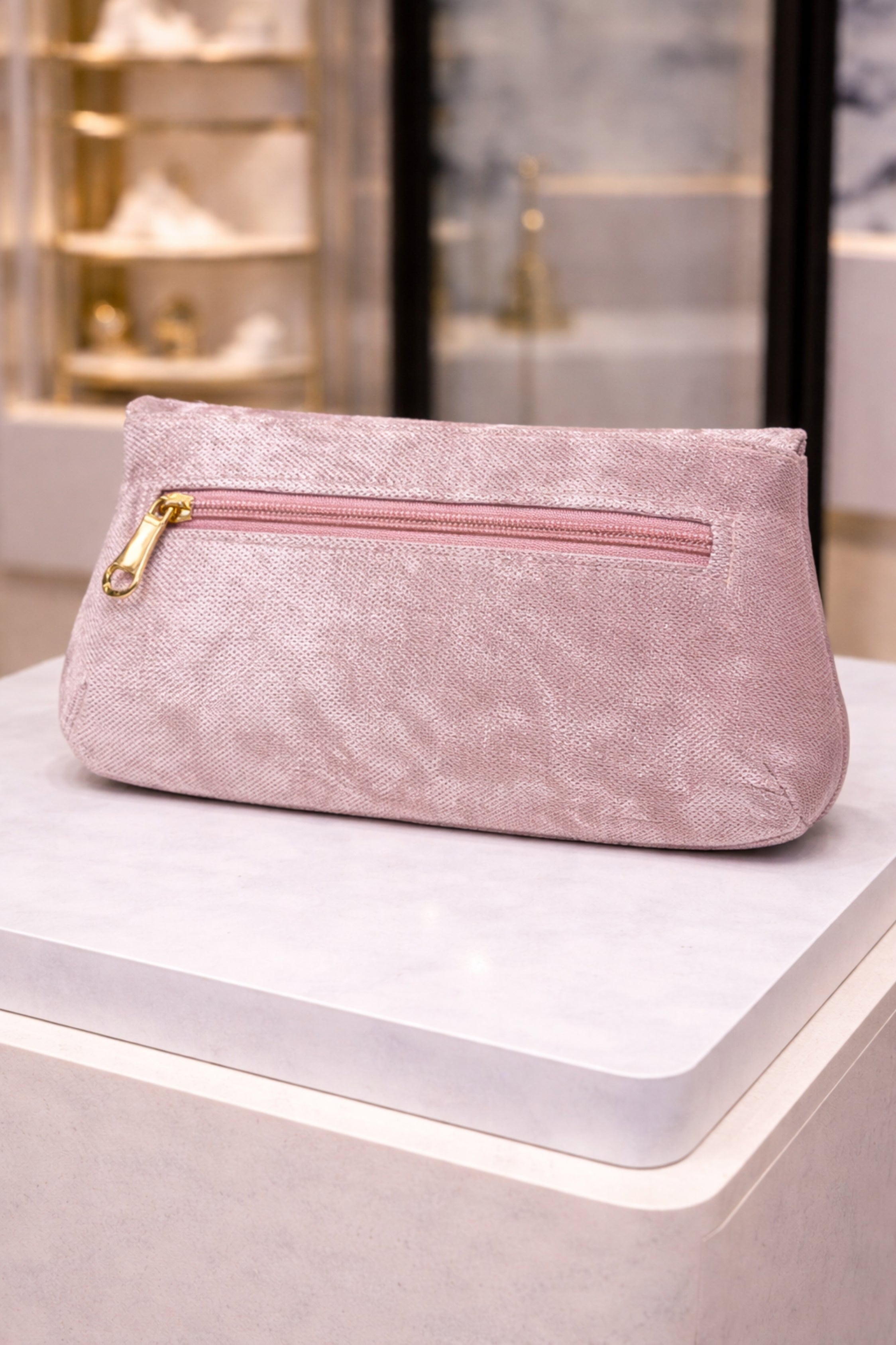 Women Blush Pink Embellished Evening Clutch Bag