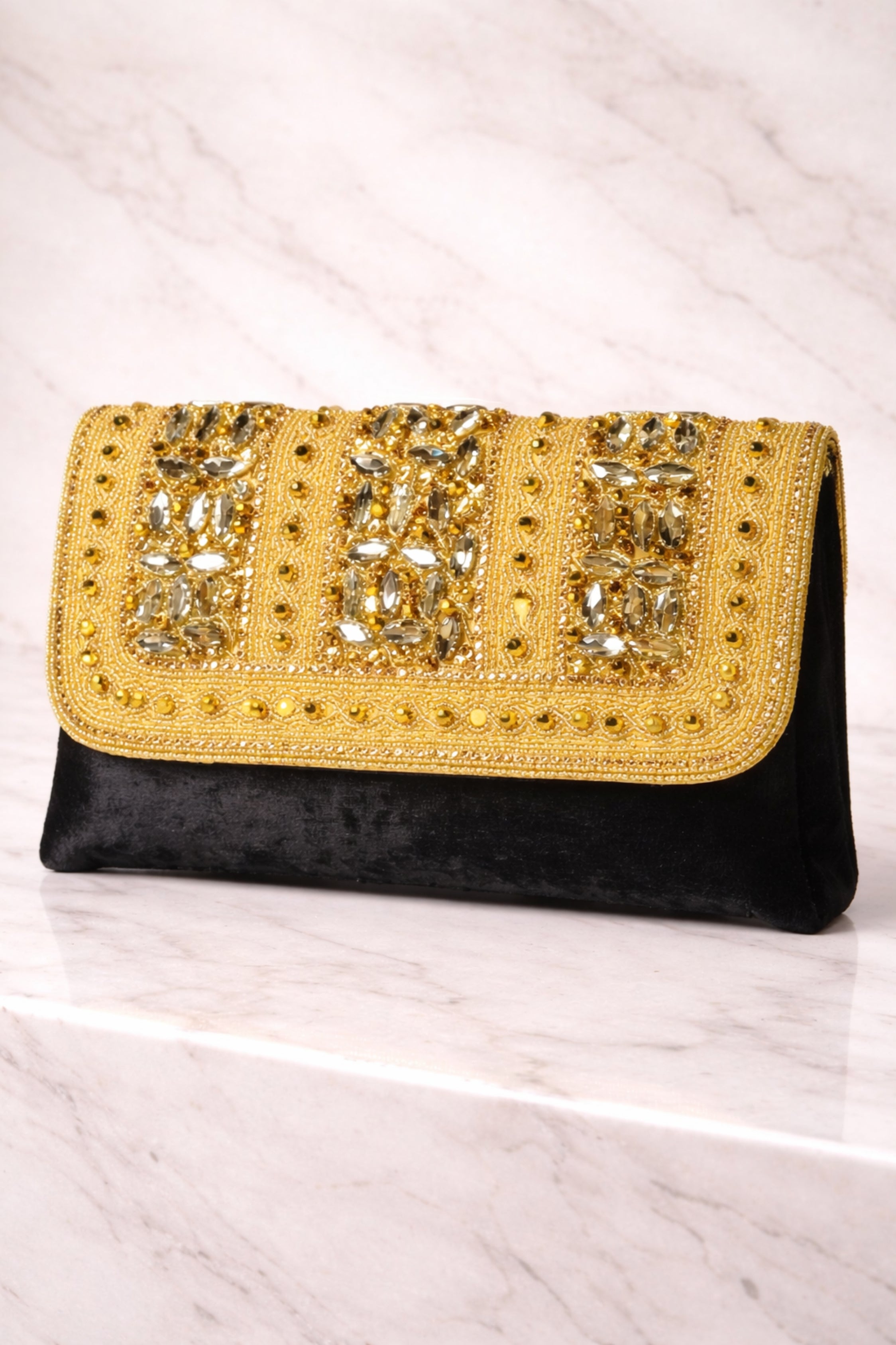 Royal Gold Embellished Evening Clutch