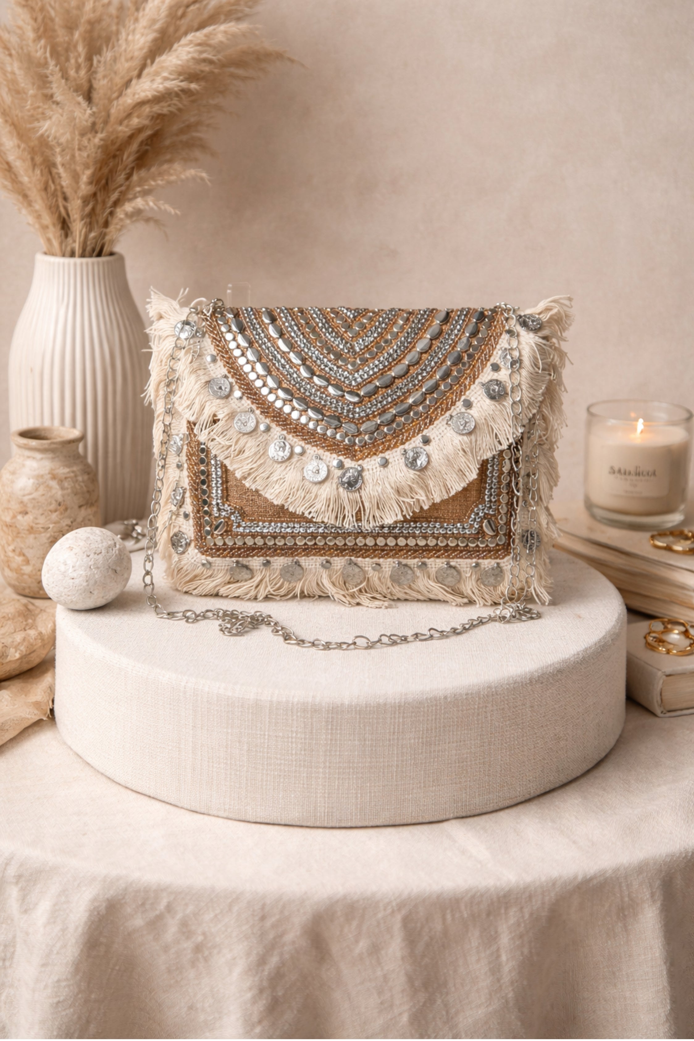 Bohemian Fringe & Coin Embellished Bag
