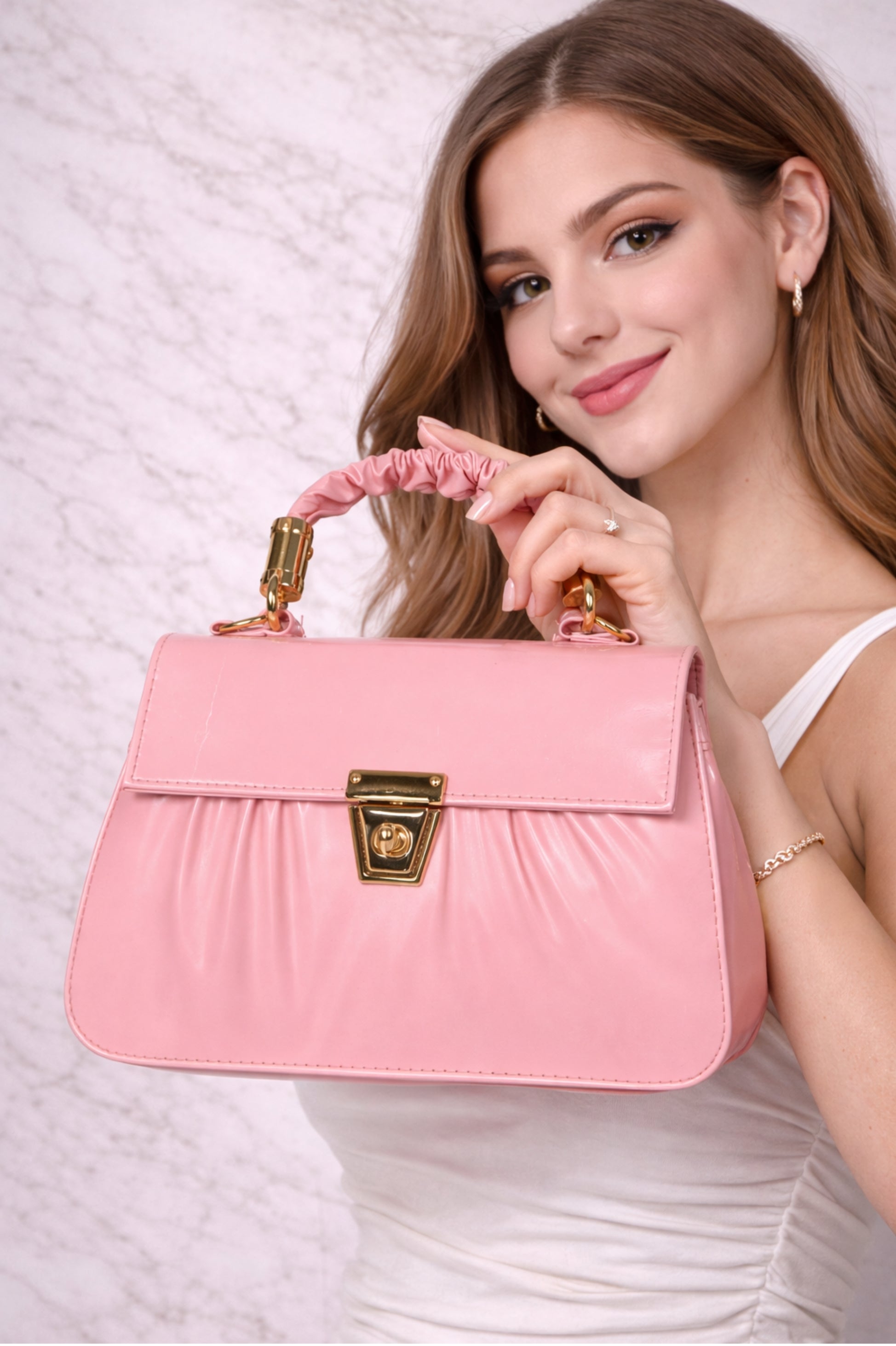 Luxury Pink Top Handle Shoulder Bag