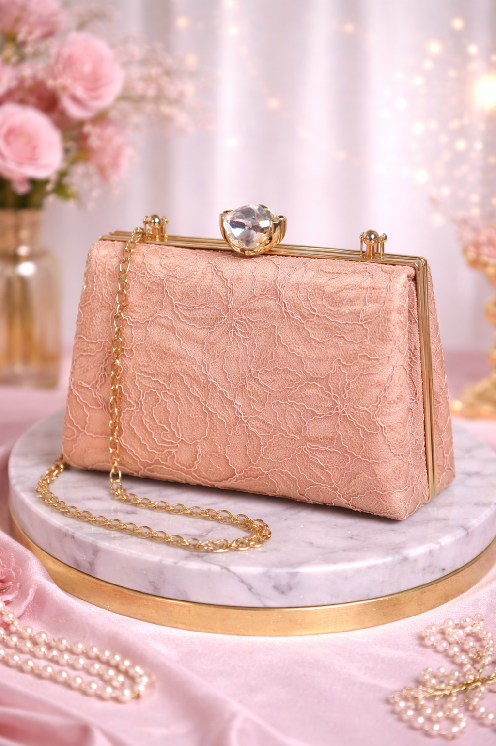 Elegant Gold Floral Embroidered Evening Clutch for Women