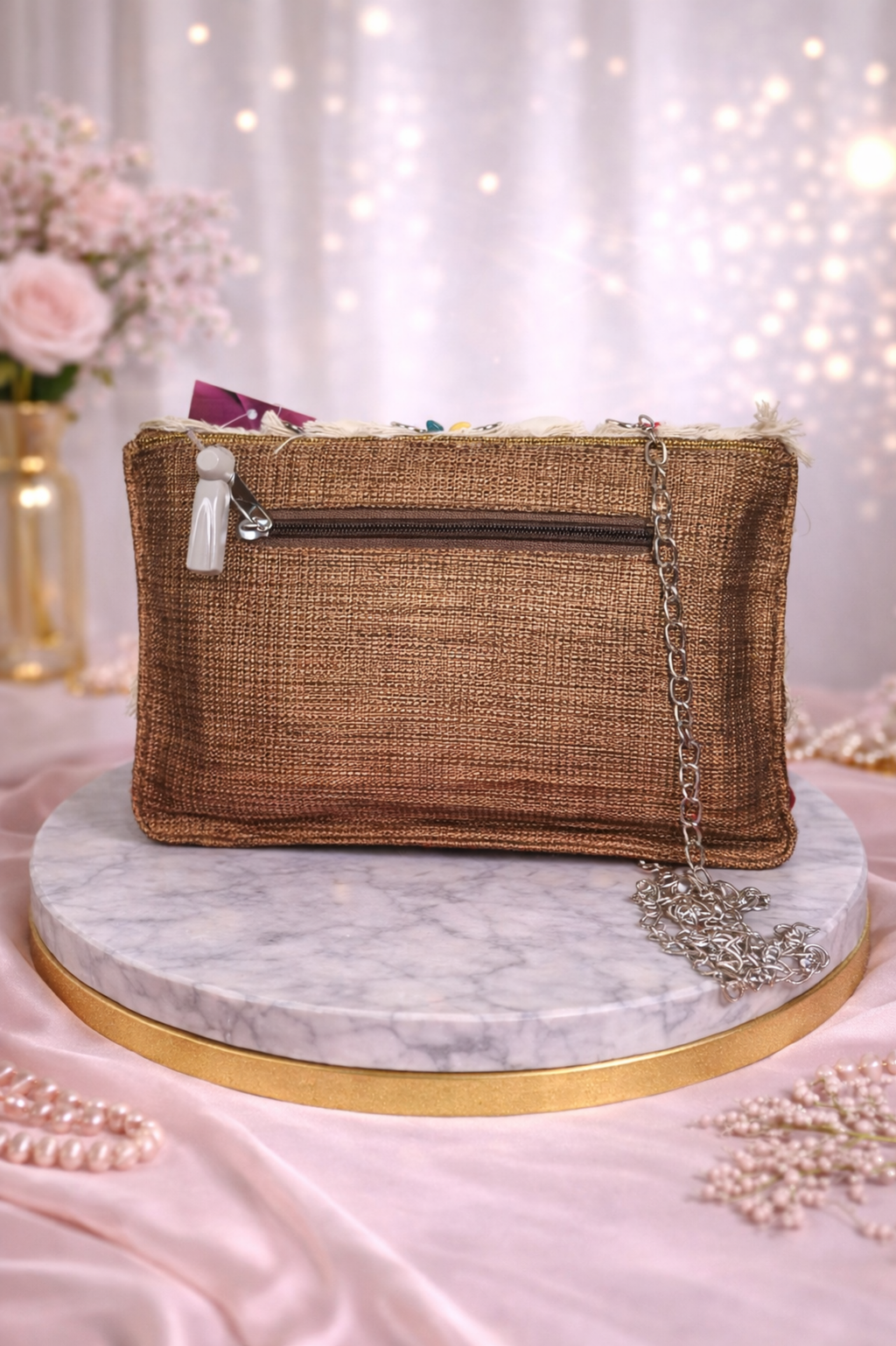 Handcrafted Cowrie Shell Fringe Crossbody Clutch