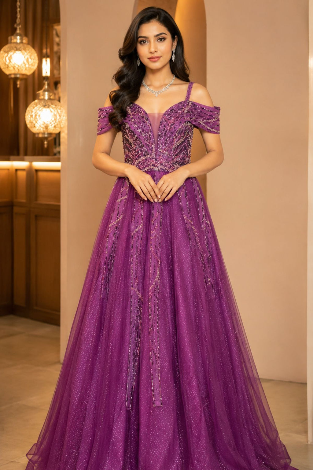 Sequins Embroidered Bridal Gown