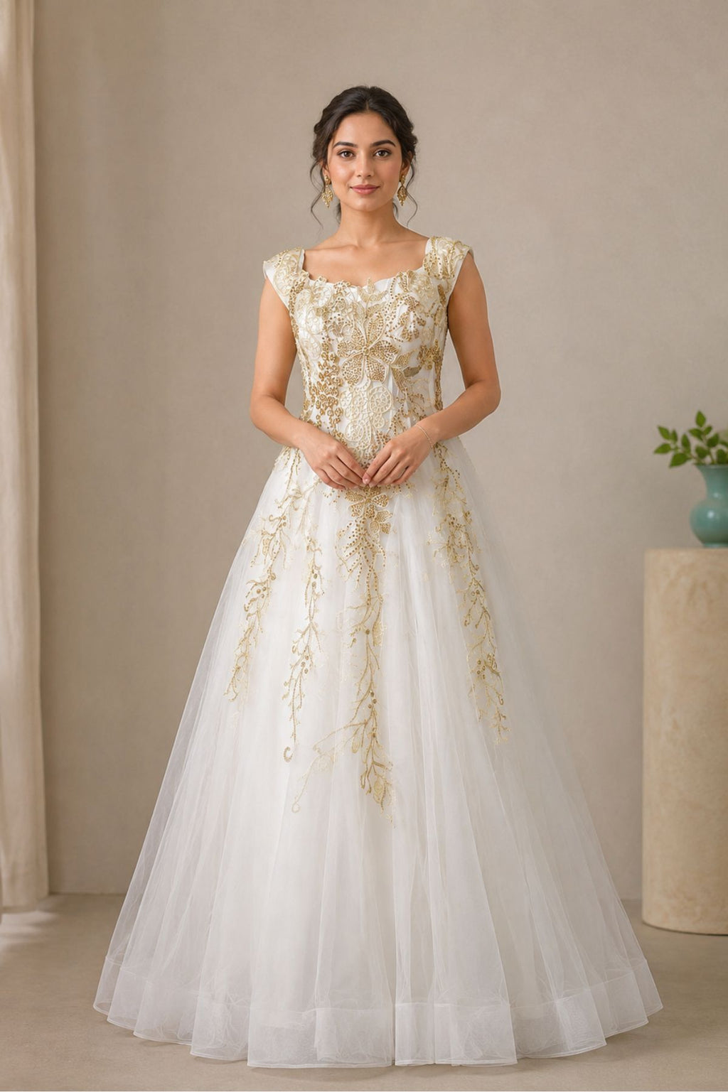 White Floral Bridal Gown