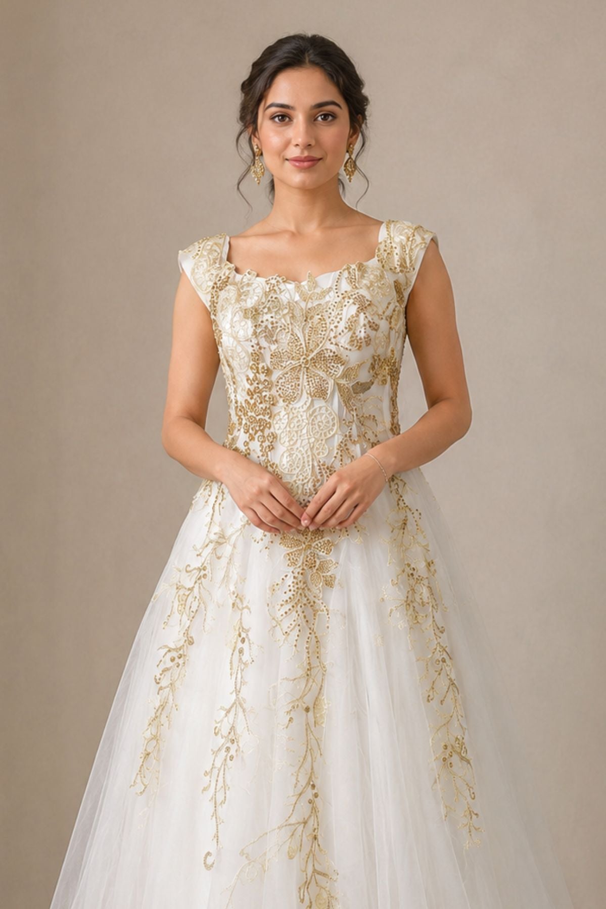 White Floral Bridal Gown